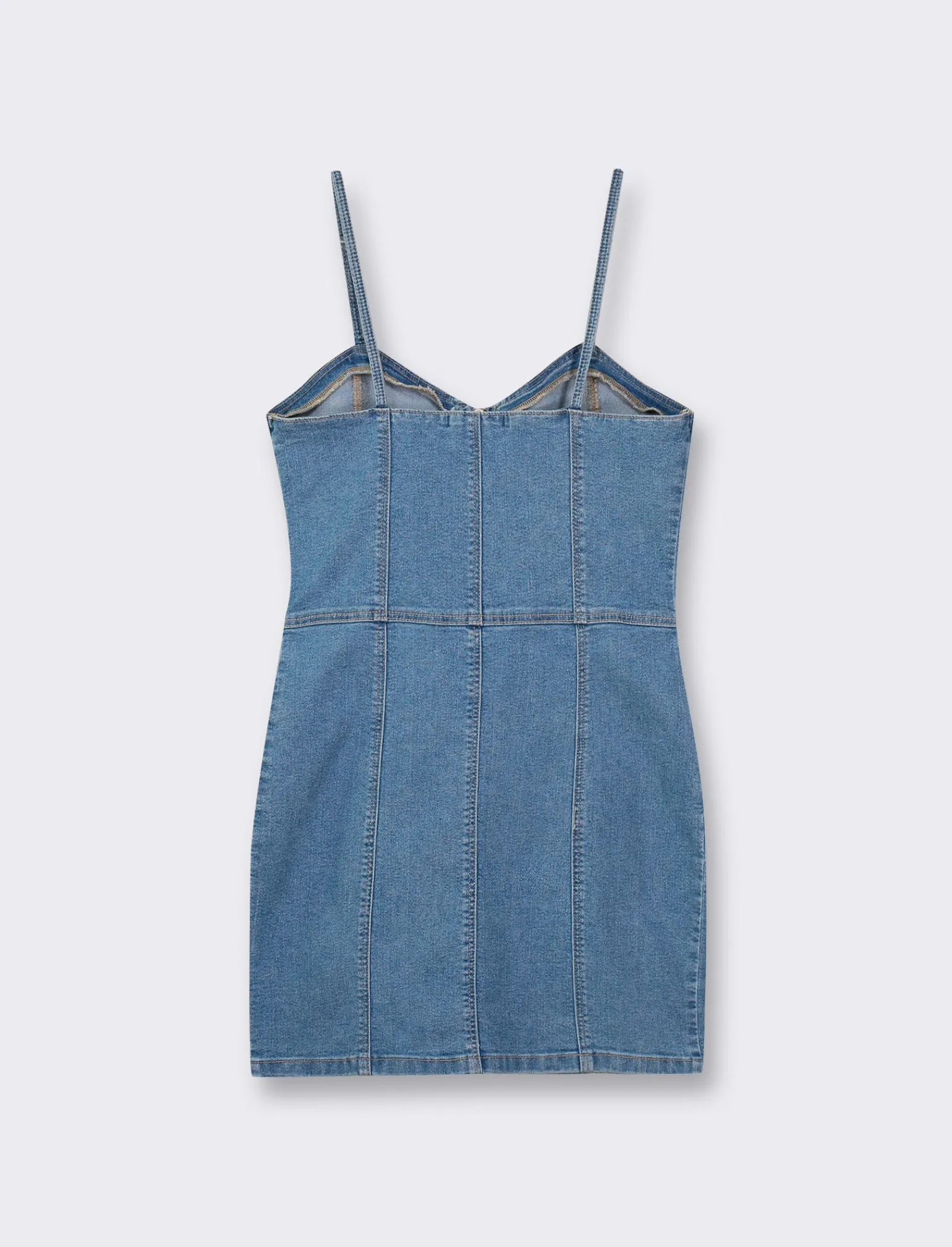 Donna Piazza Italia Donna<Abito con bretelle denim corto con dettaglio zip davanti. - Denim