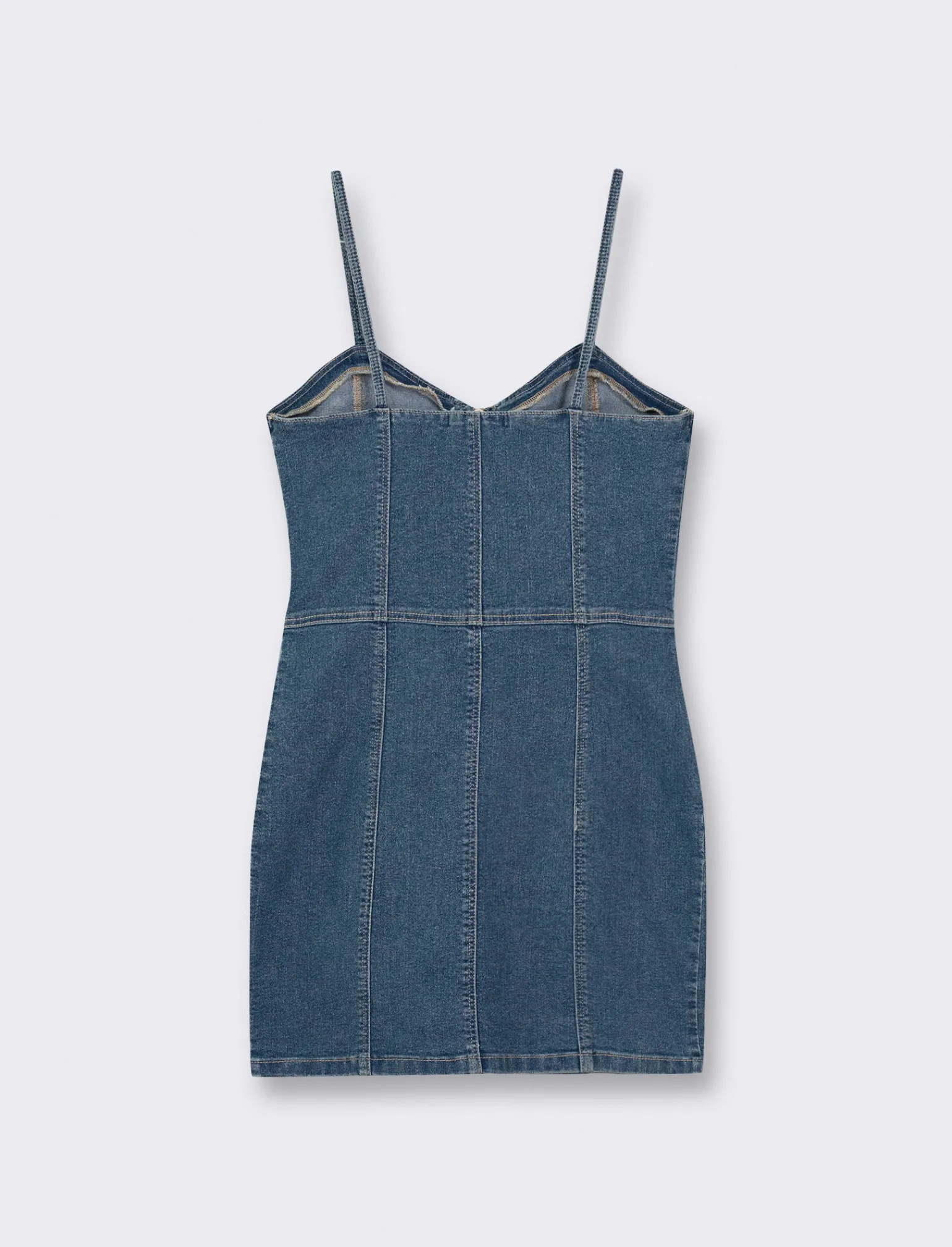 Donna Piazza Italia Donna<Abito con bretelle denim corto con dettaglio zip davanti. - DENIM SCURO