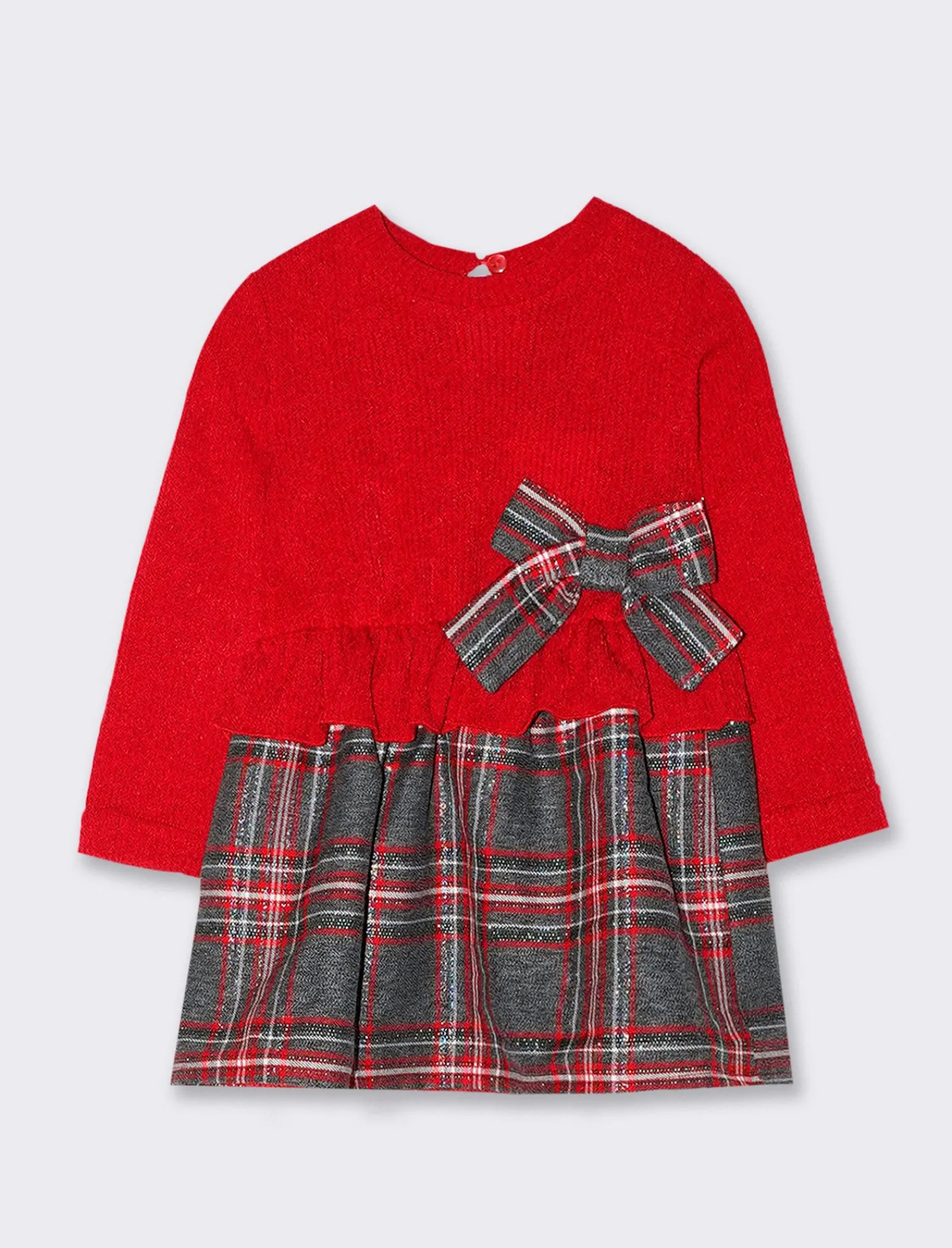 Piazza Italia Neonata<Abito elegante da neonata in maglina e tessuto tartan - Rosso