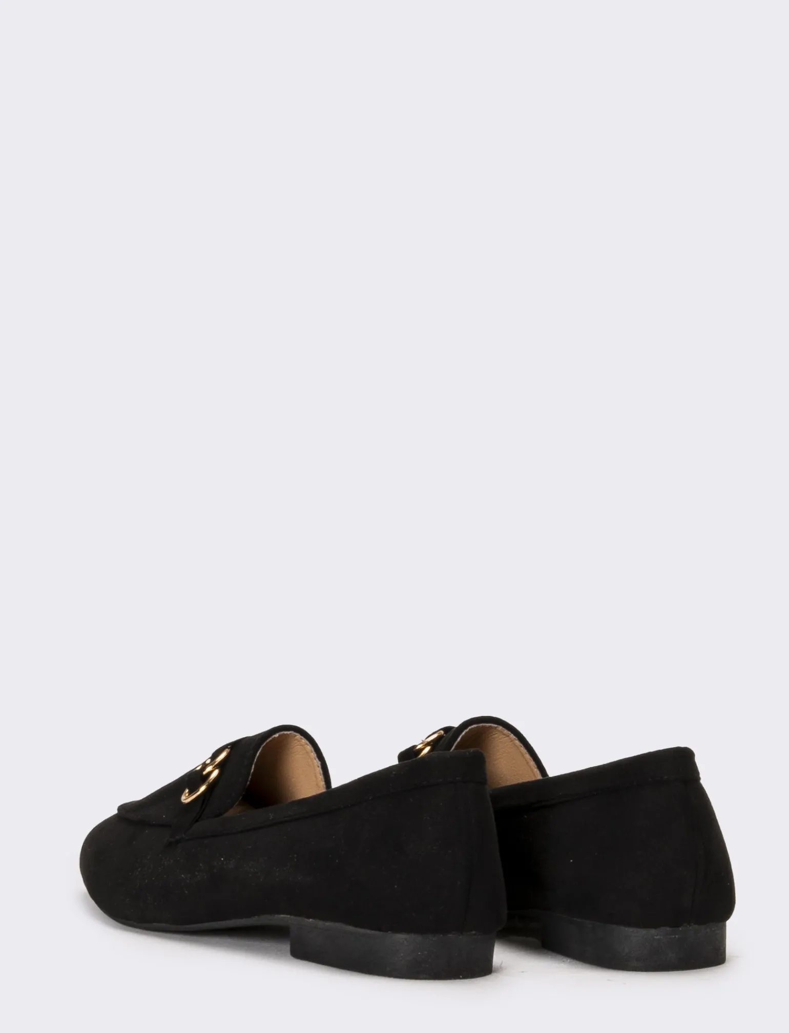 Donna Piazza Italia Donna | Ballerine<Ballerina in microfibra nera con accessorio dorato - Nero