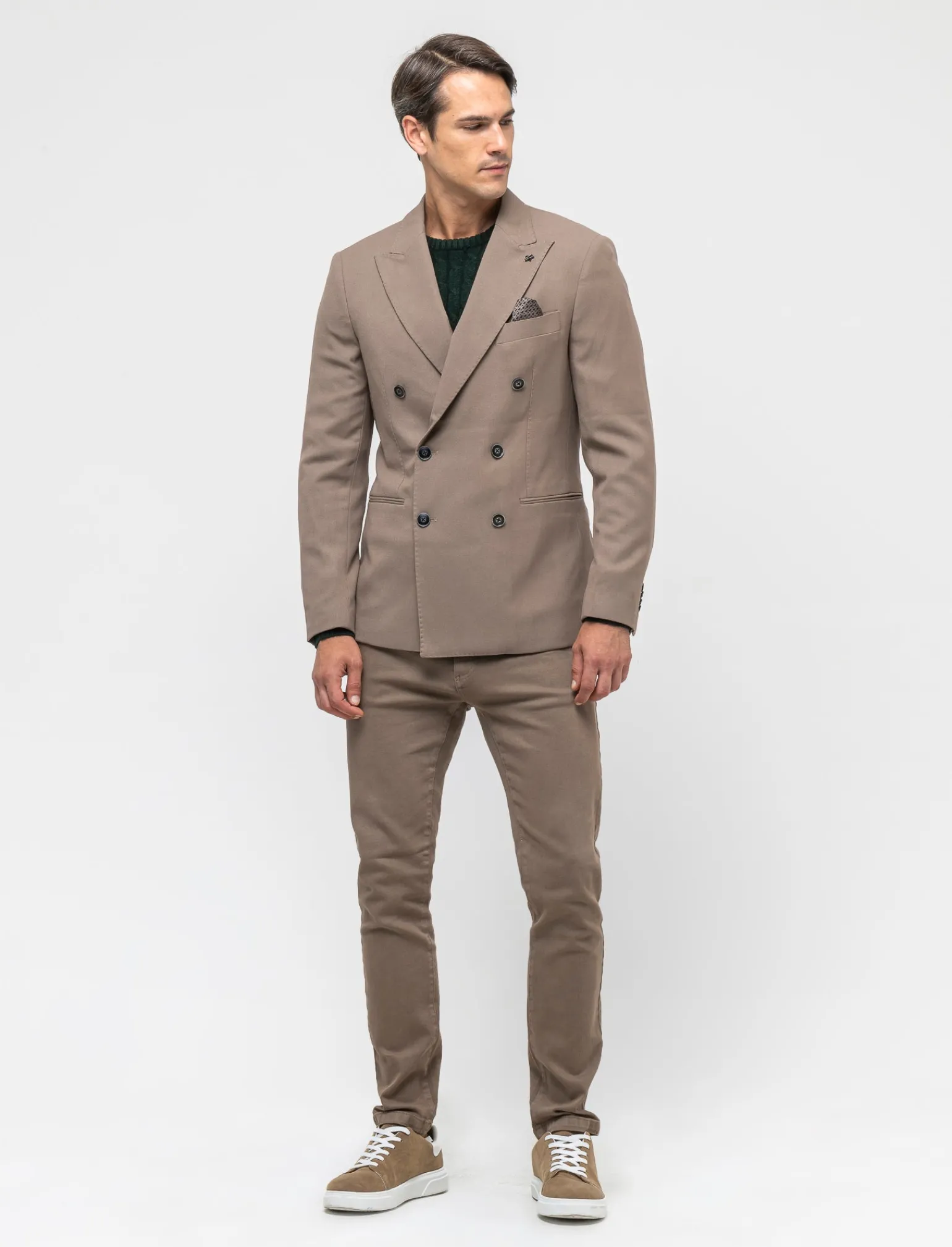 Uomo Piazza Italia Uomo | Giacche<Blazer doppio petto in tessuto strutturato formal fit - tortora