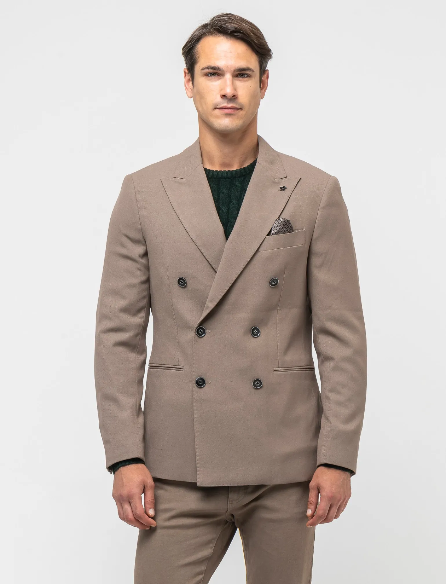 Uomo Piazza Italia Uomo | Giacche<Blazer doppio petto in tessuto strutturato formal fit - tortora