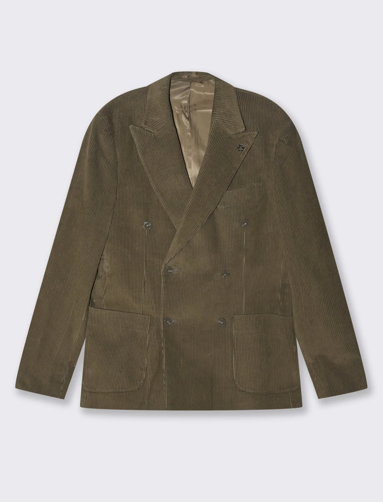 Uomo Piazza Italia Uomo | Giacche<Blazer doppio petto in velluto, formal fit con rever classico - kaki