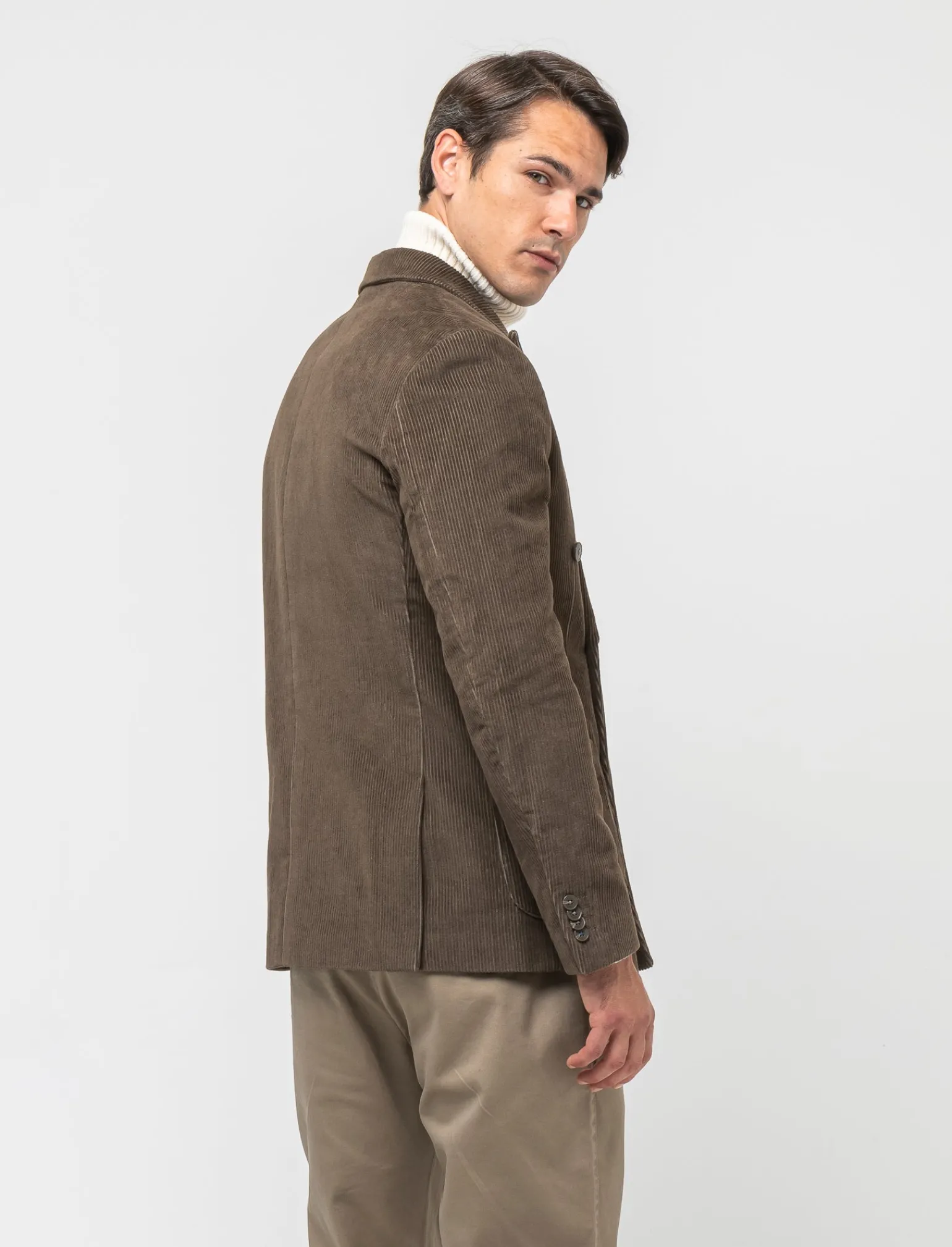 Uomo Piazza Italia Uomo | Giacche<Blazer doppio petto in velluto, formal fit con rever classico - kaki