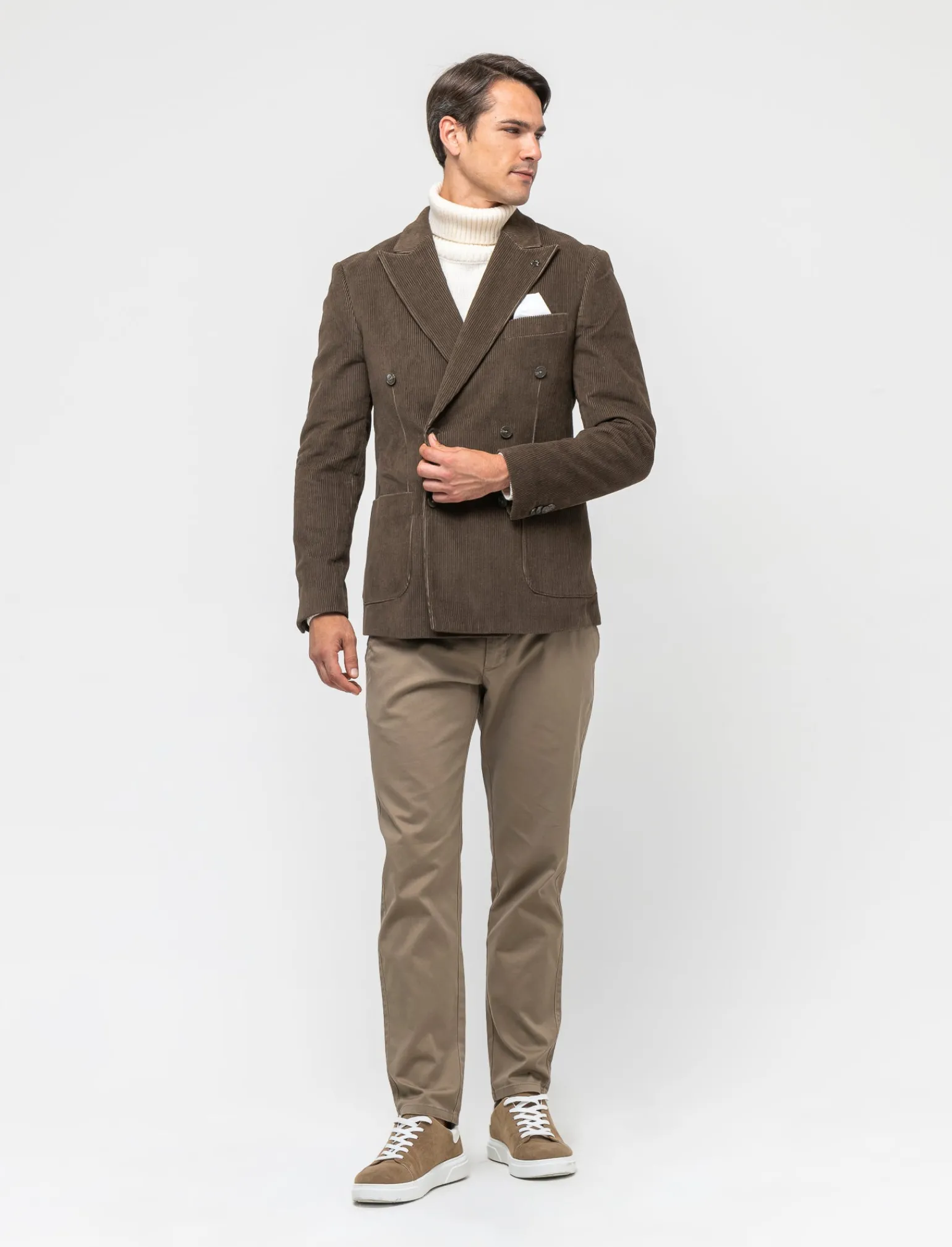 Uomo Piazza Italia Uomo | Giacche<Blazer doppio petto in velluto, formal fit con rever classico - kaki