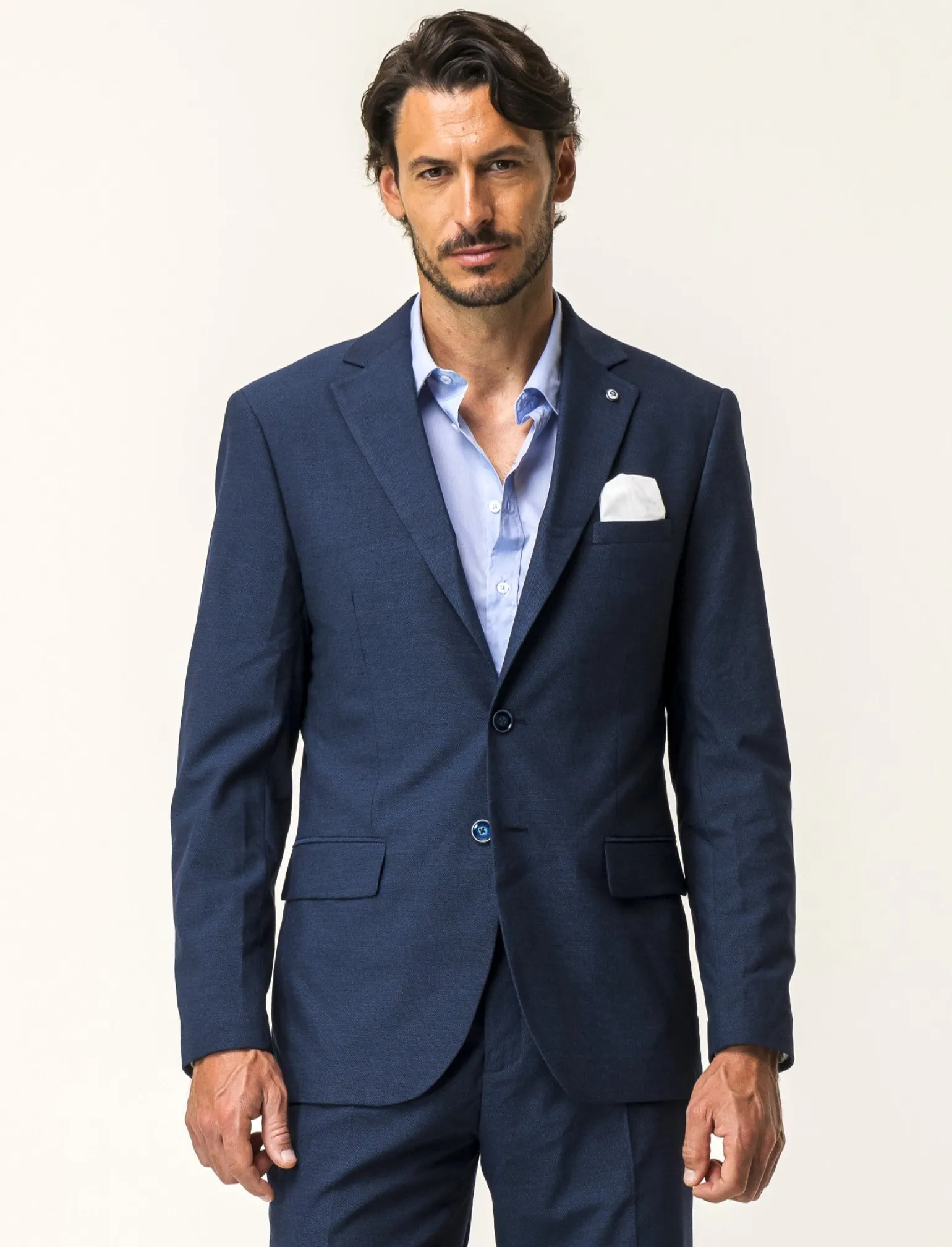 Uomo Piazza Italia Uomo | Giacche<Blazer formal fit con colletto a revers classici e tasca a filetto completa di pochette a contrasto -