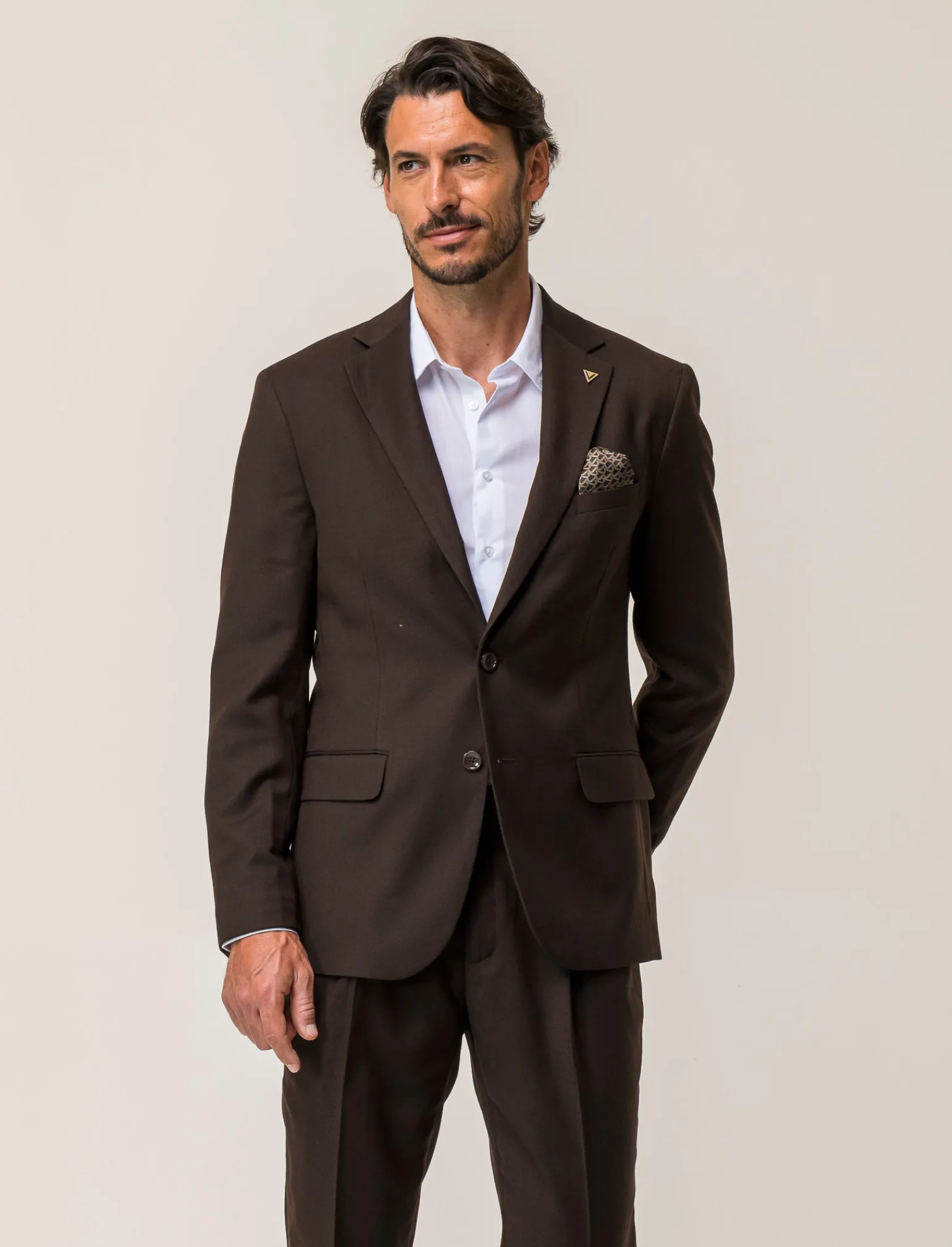 Uomo Piazza Italia Uomo | Giacche<Blazer in tessuto diagonale con colletto revers - Moro