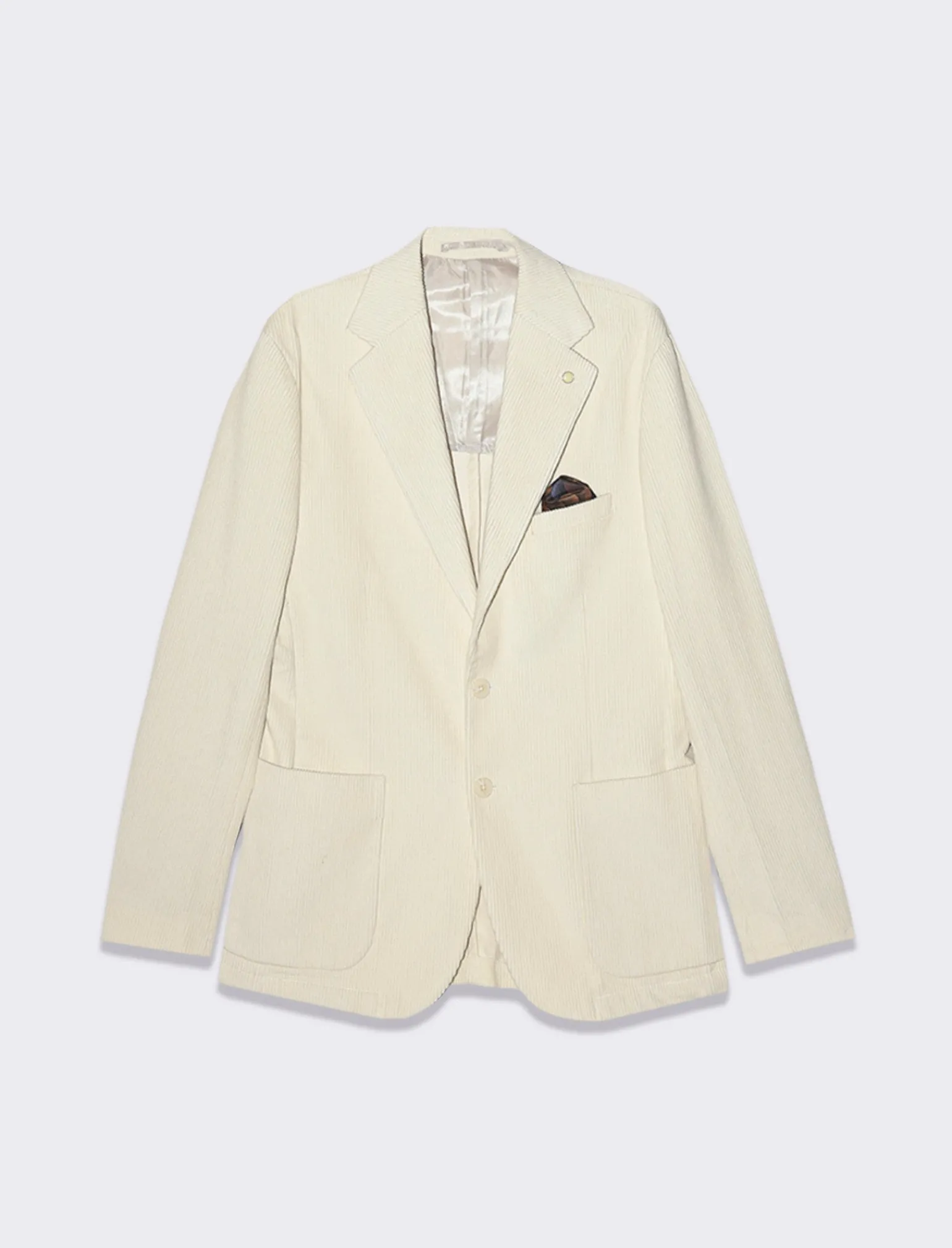 Uomo Piazza Italia Uomo | Giacche<Blazer in velluto, formal fit con rever classico - Beige ecru