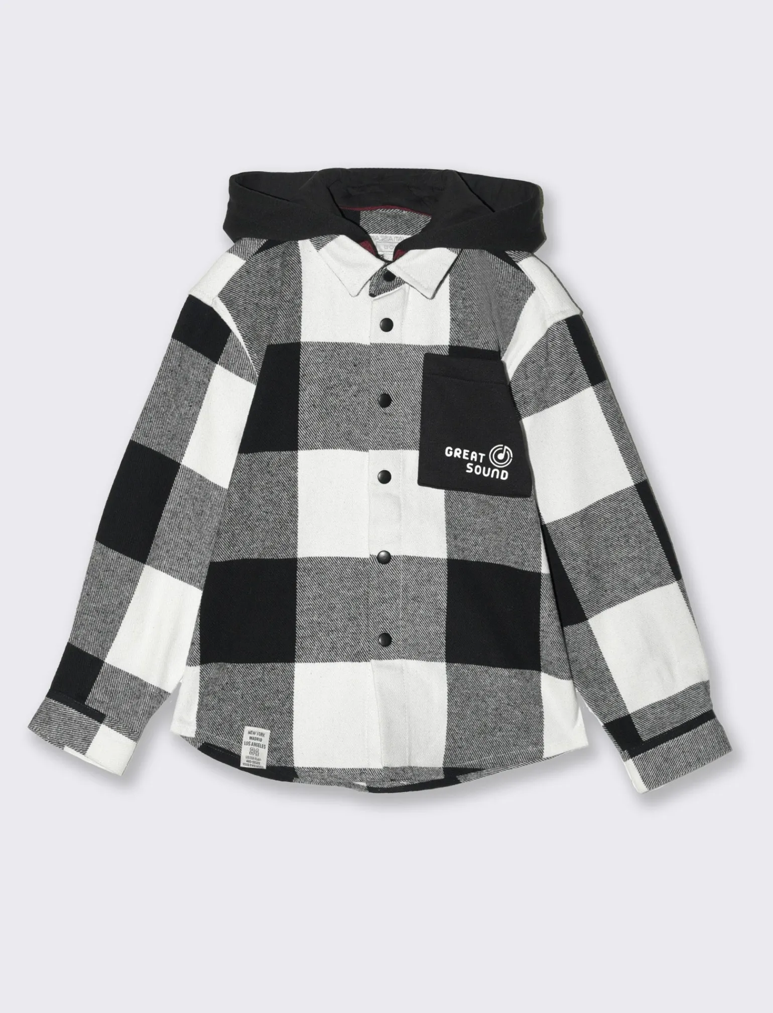 Bambino Piazza Italia Bambino | Camicie<Camicia a quadri in flanella con cappuccio in felpa e tascone sul davanti - Fantasia