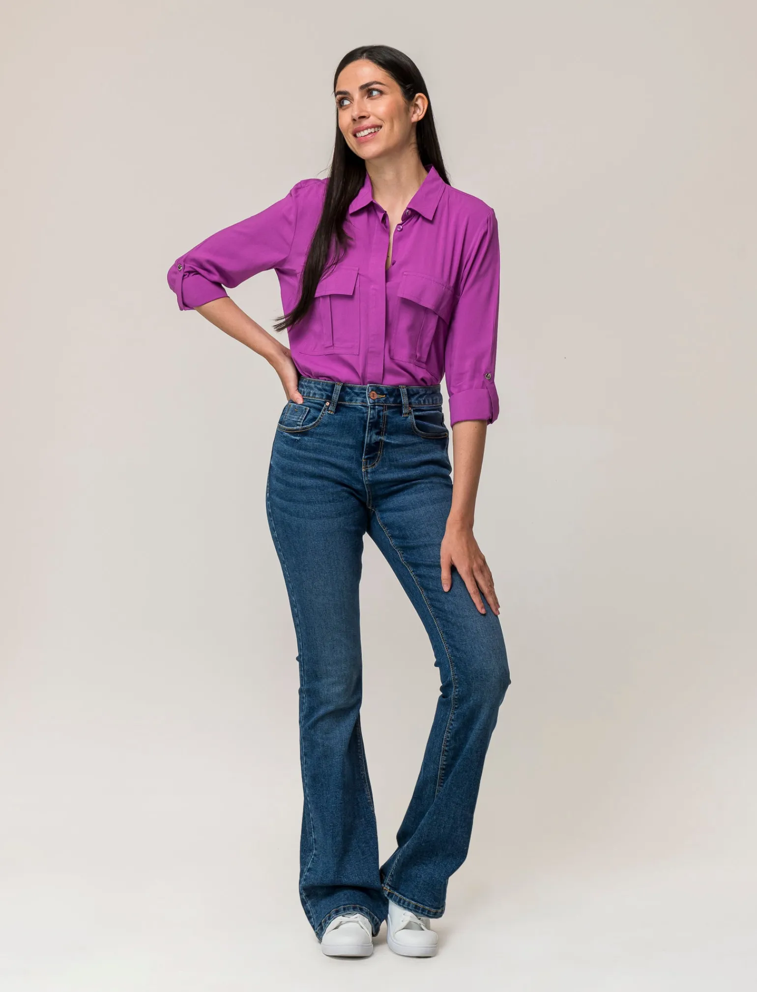 Donna Piazza Italia Donna | Camicie E Casacche<Camicia basica con tasconi applicati e aletta su manica e spalle vestibilità regular -