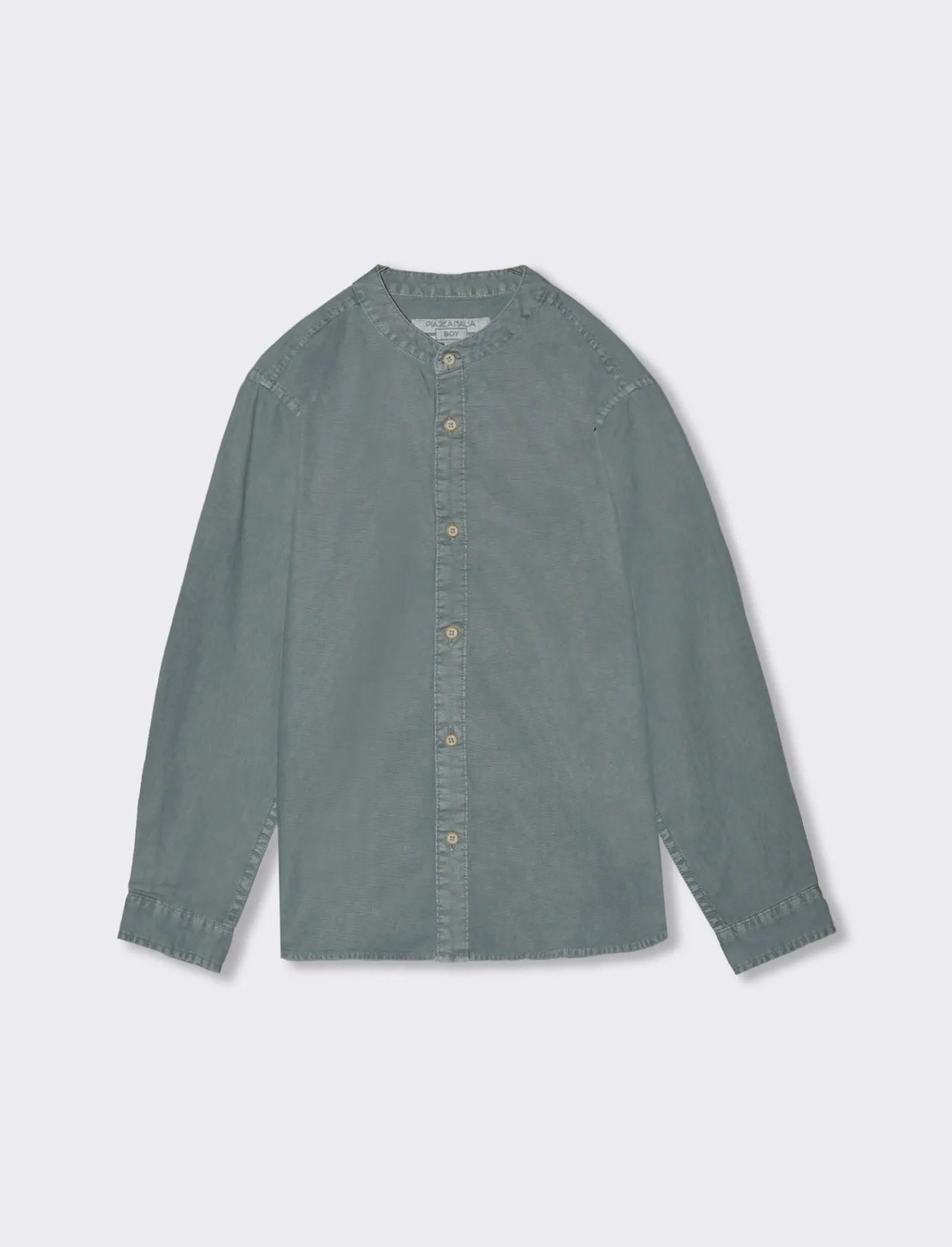 Bambino Piazza Italia Bambino | Camicie<Camicia con collo coreano con tintura a freddo, perfetto per completare un look casual - cenere