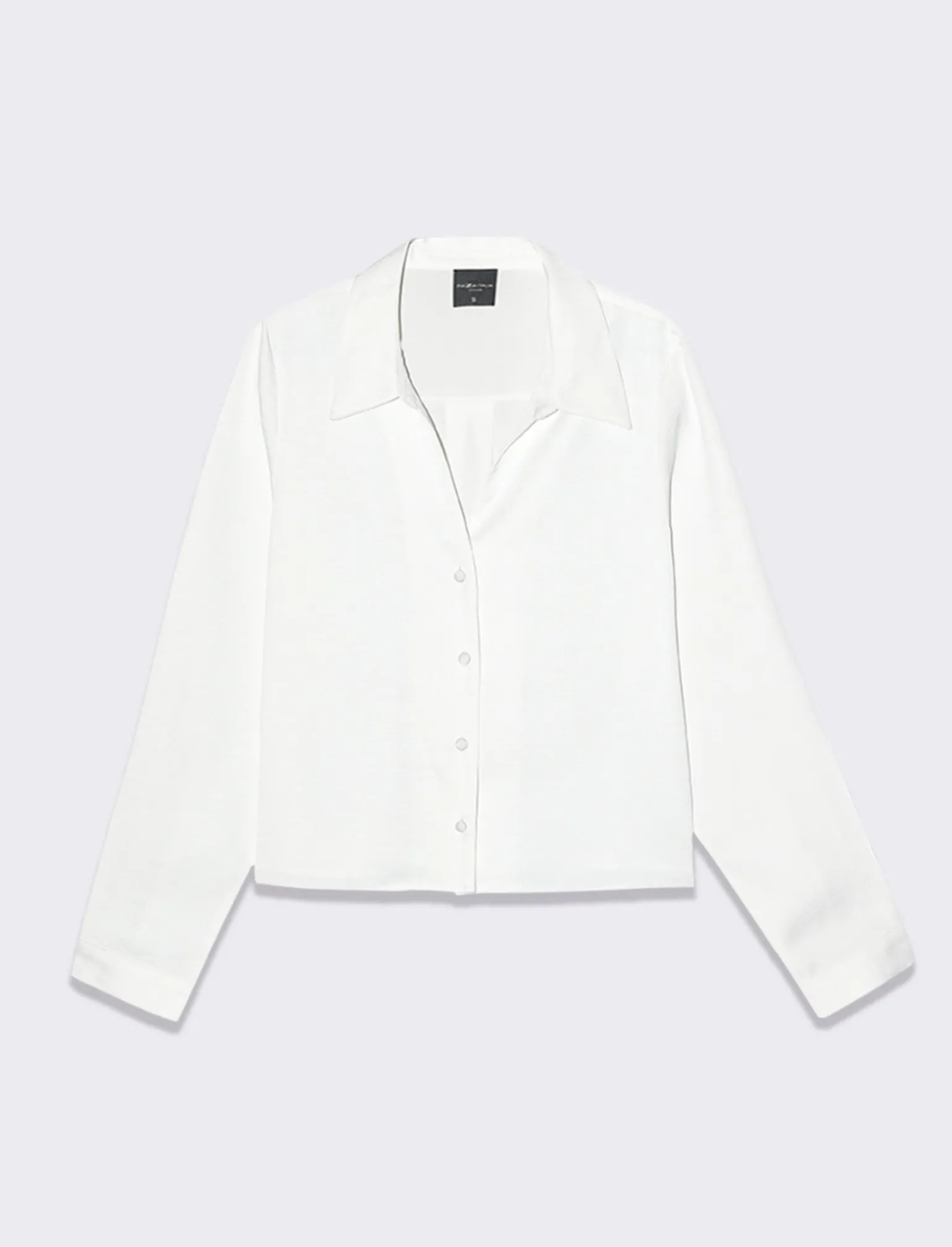 Donna Piazza Italia Donna | Camicie E Casacche<Camicia crop a manica lunga con scollo a V in satin - Avorio