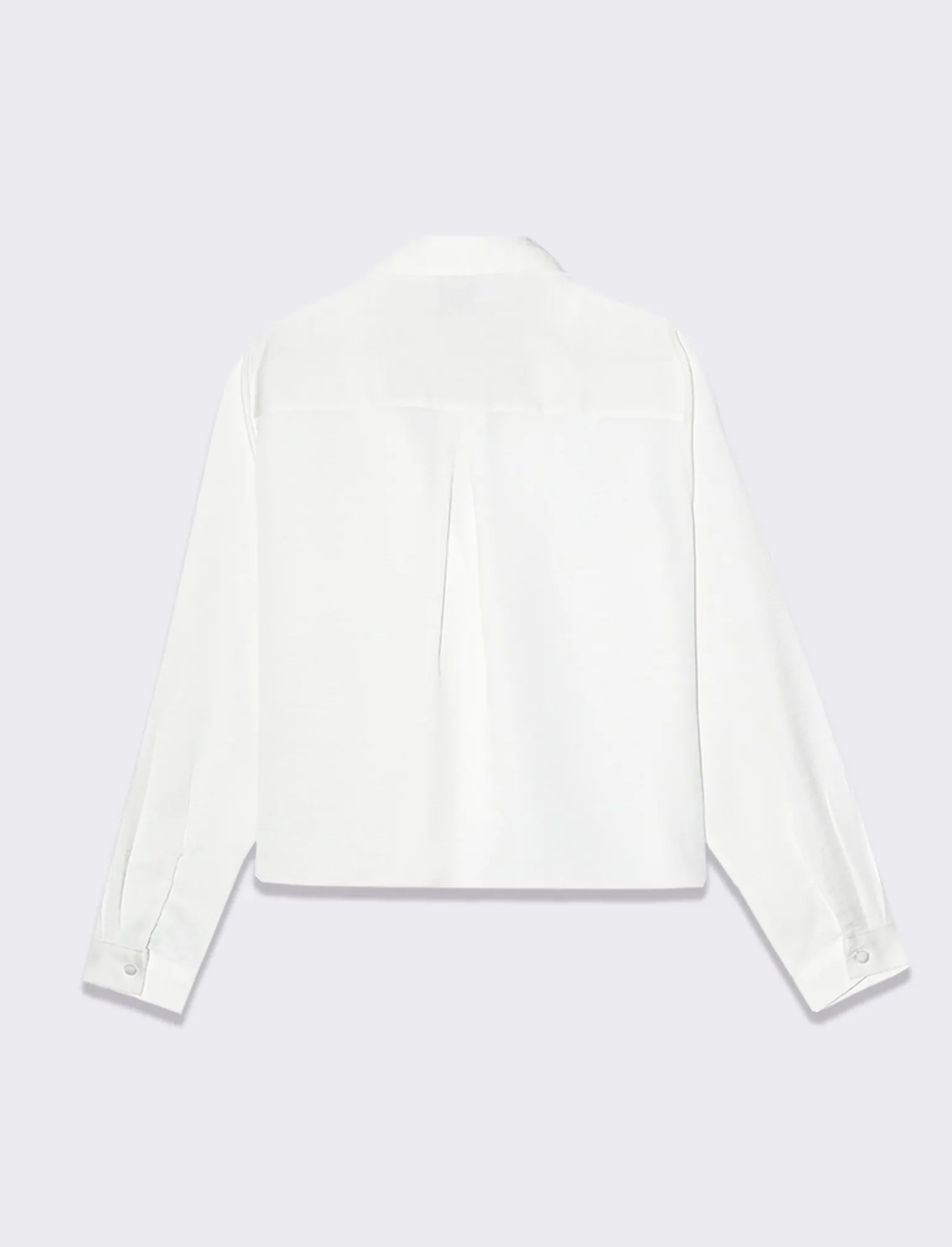 Donna Piazza Italia Donna | Camicie E Casacche<Camicia crop a manica lunga con scollo a V in satin - Avorio