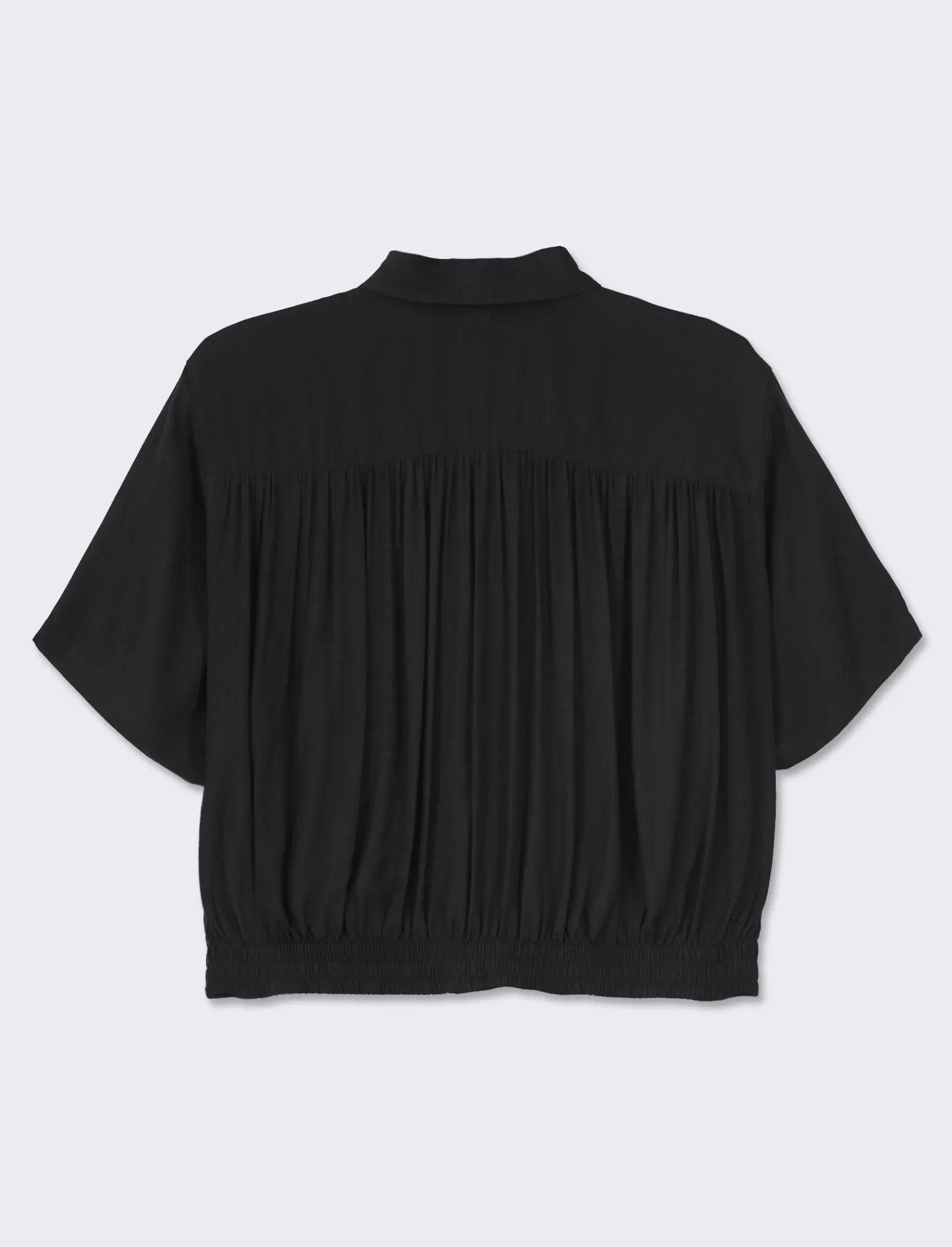Donna Piazza Italia Donna<Camicia crop in tessuto di viscosa leggera con collo bowling e arriccio sul retro -