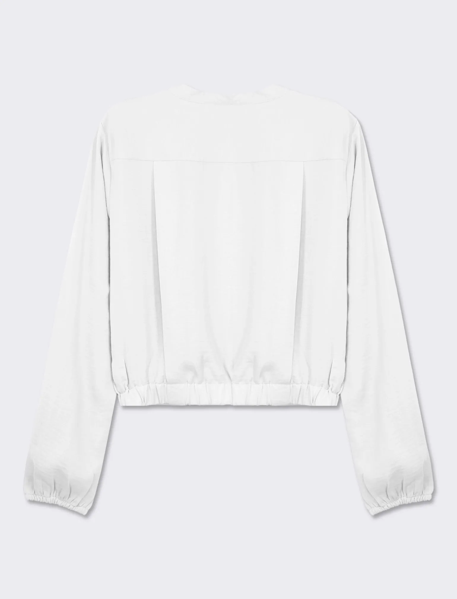 Donna Piazza Italia Donna | Camicie E Casacche<Camicia cropped manica lunga e con pieghe sul fondo effetto sblusato - latte