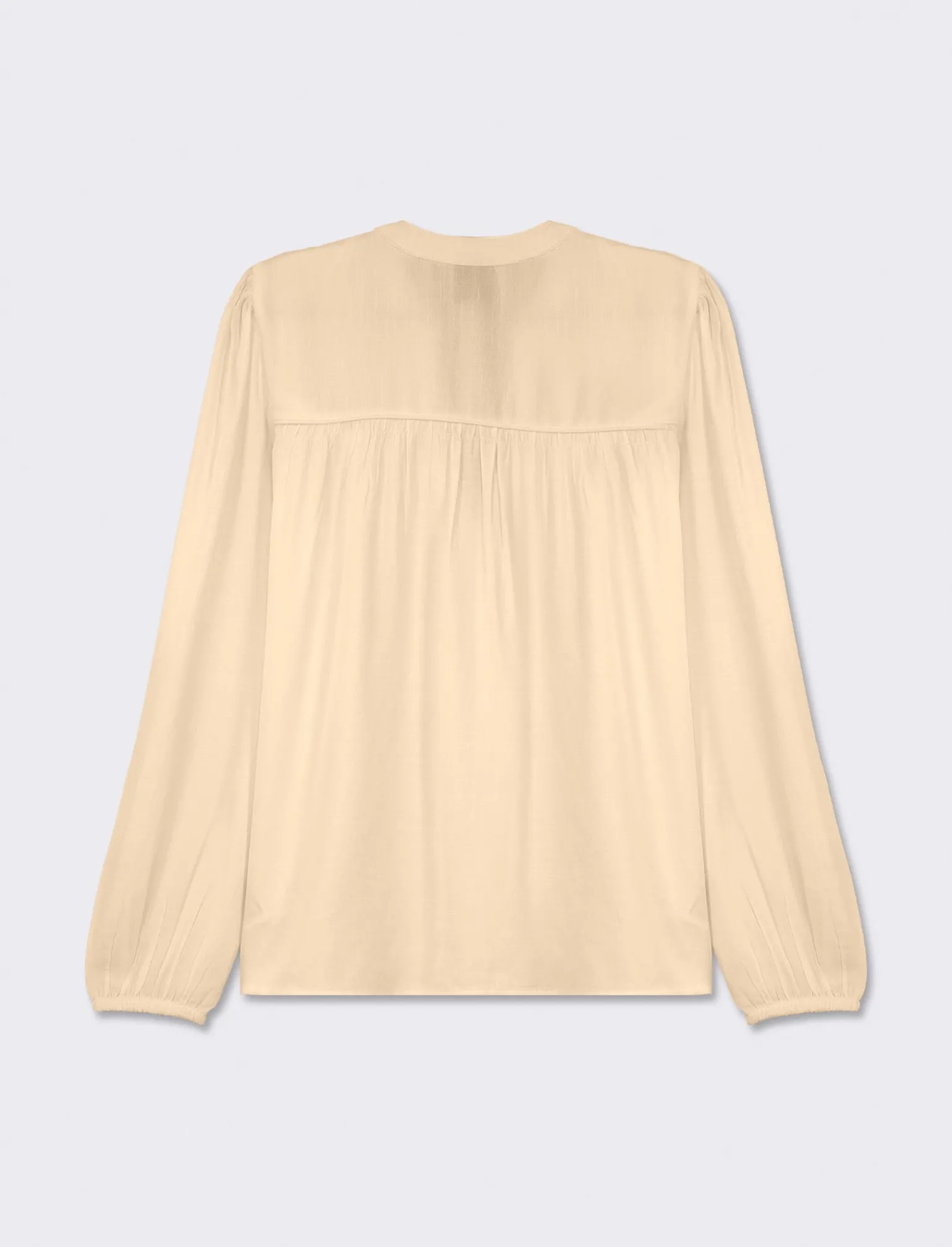 Donna Piazza Italia Camicie E Casacche<Camicia fluida con collo alla coreana e maniche ampie e applicazione nerve con arriccio - Beige corda