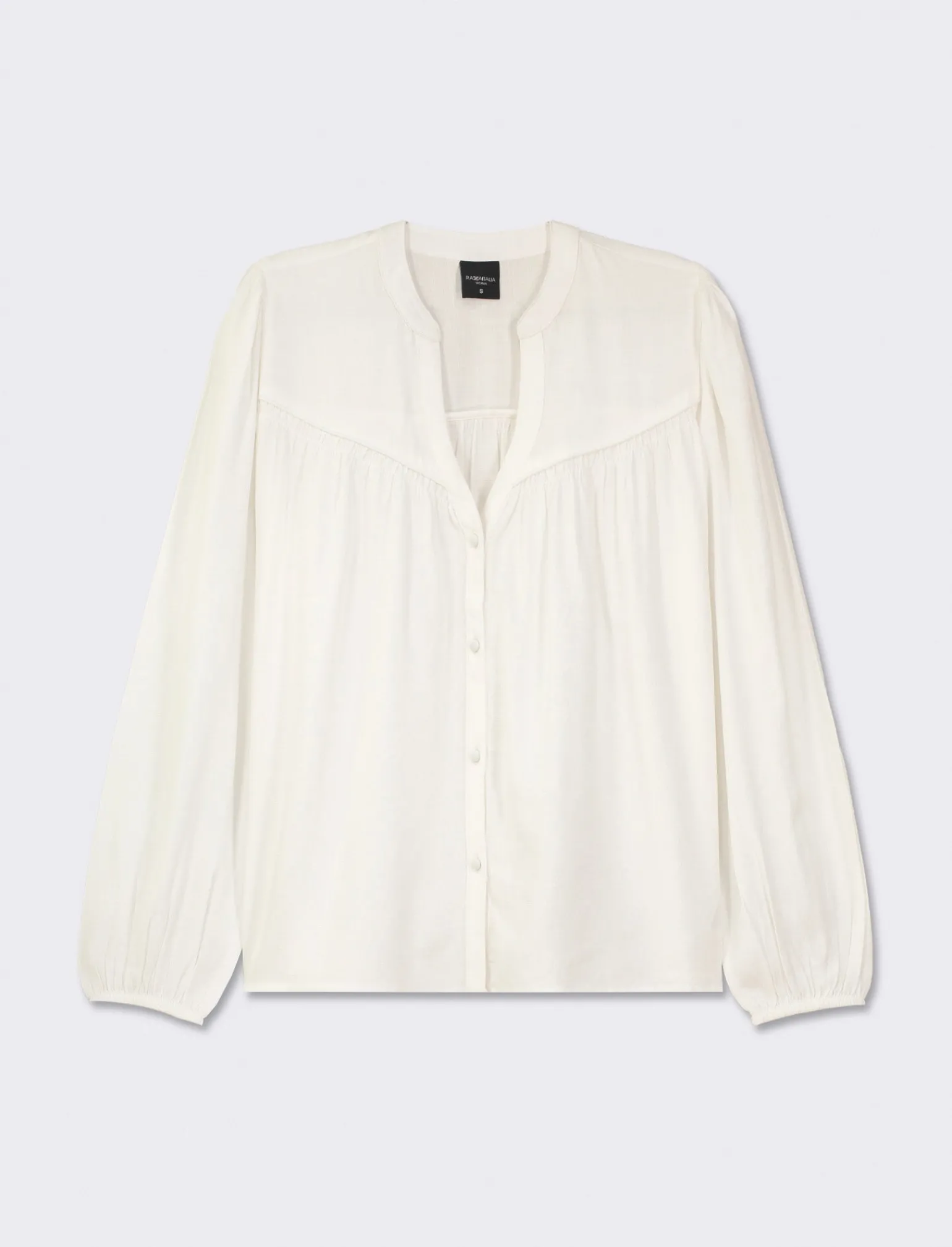 Donna Piazza Italia Camicie E Casacche<Camicia fluida con collo alla coreana e maniche ampie e applicazione nerve con arriccio -