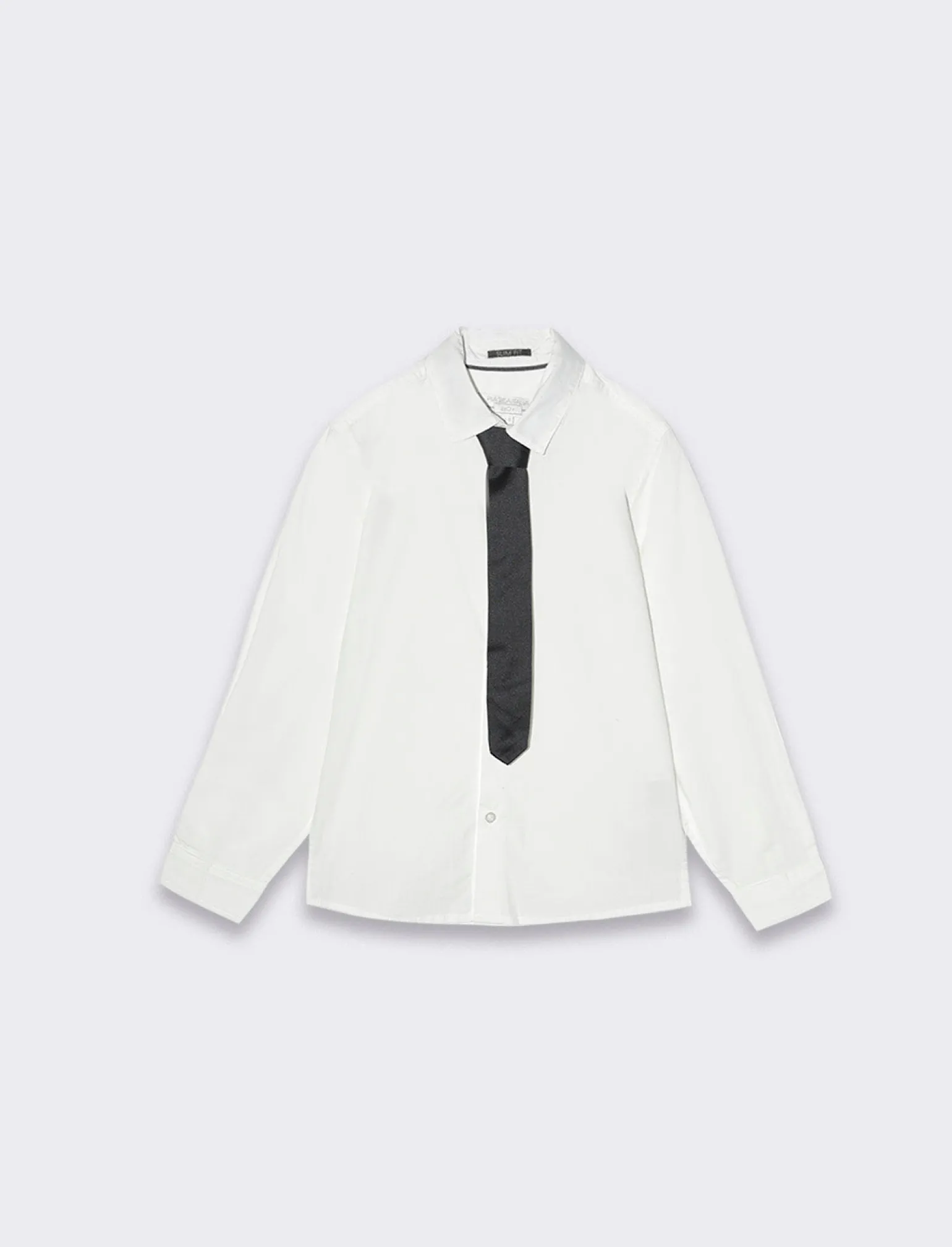Bambino Piazza Italia Bambino | Camicie<Camicia in cotone modello regular e applicazione accessorio cravatta -