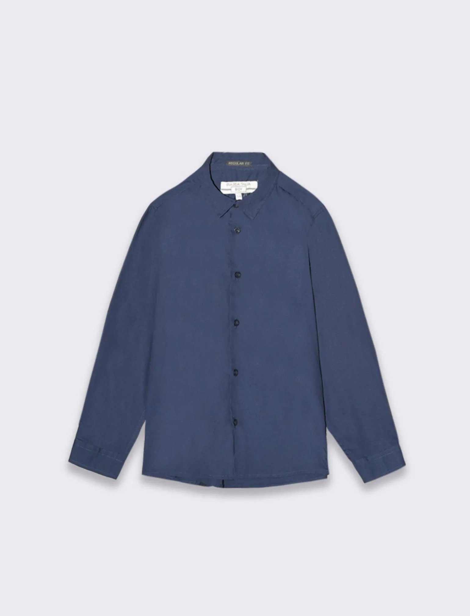 Bambino Piazza Italia Bambino | Camicie<Camicia in cotone tinta unita con ricamo laterale linea regular -
