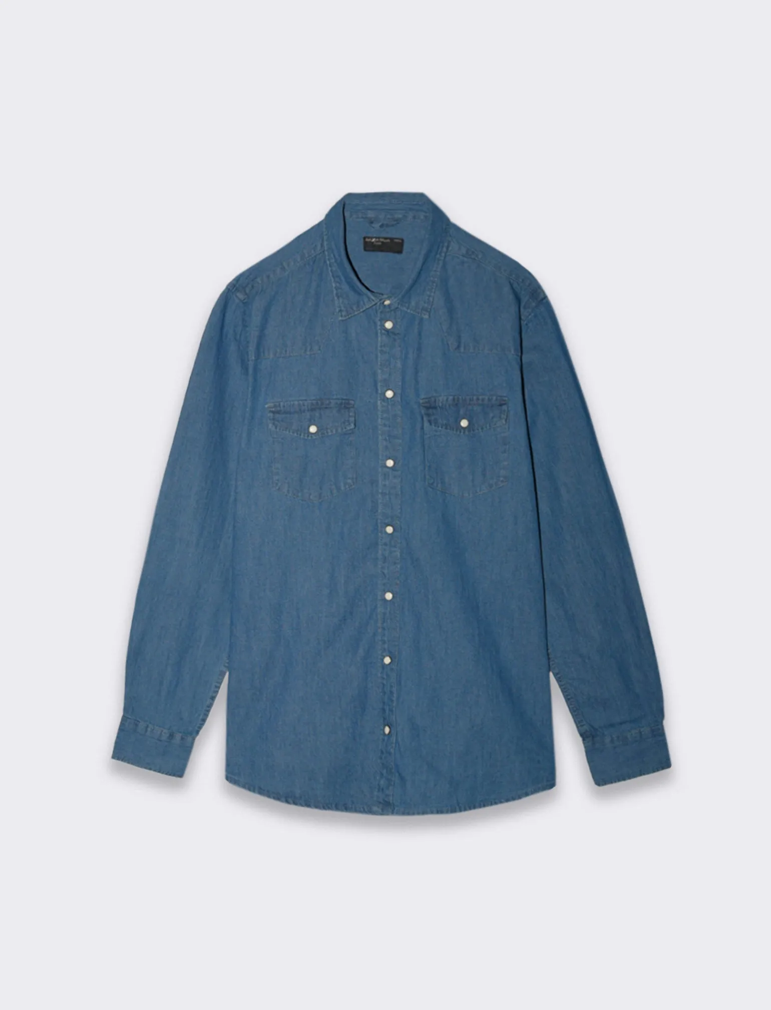 Uomo Piazza Italia Uomo | Camicie<Camicia in denim regular fit colletto arevers e maniche lunghe - Denim