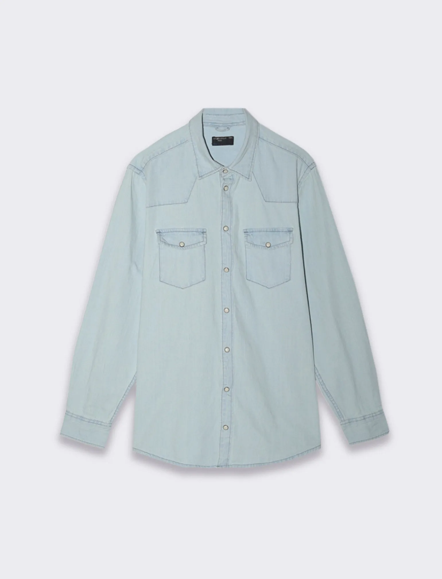 Uomo Piazza Italia Uomo | Camicie<Camicia in denim regular fit colletto arevers e maniche lunghe - Denim chiaro