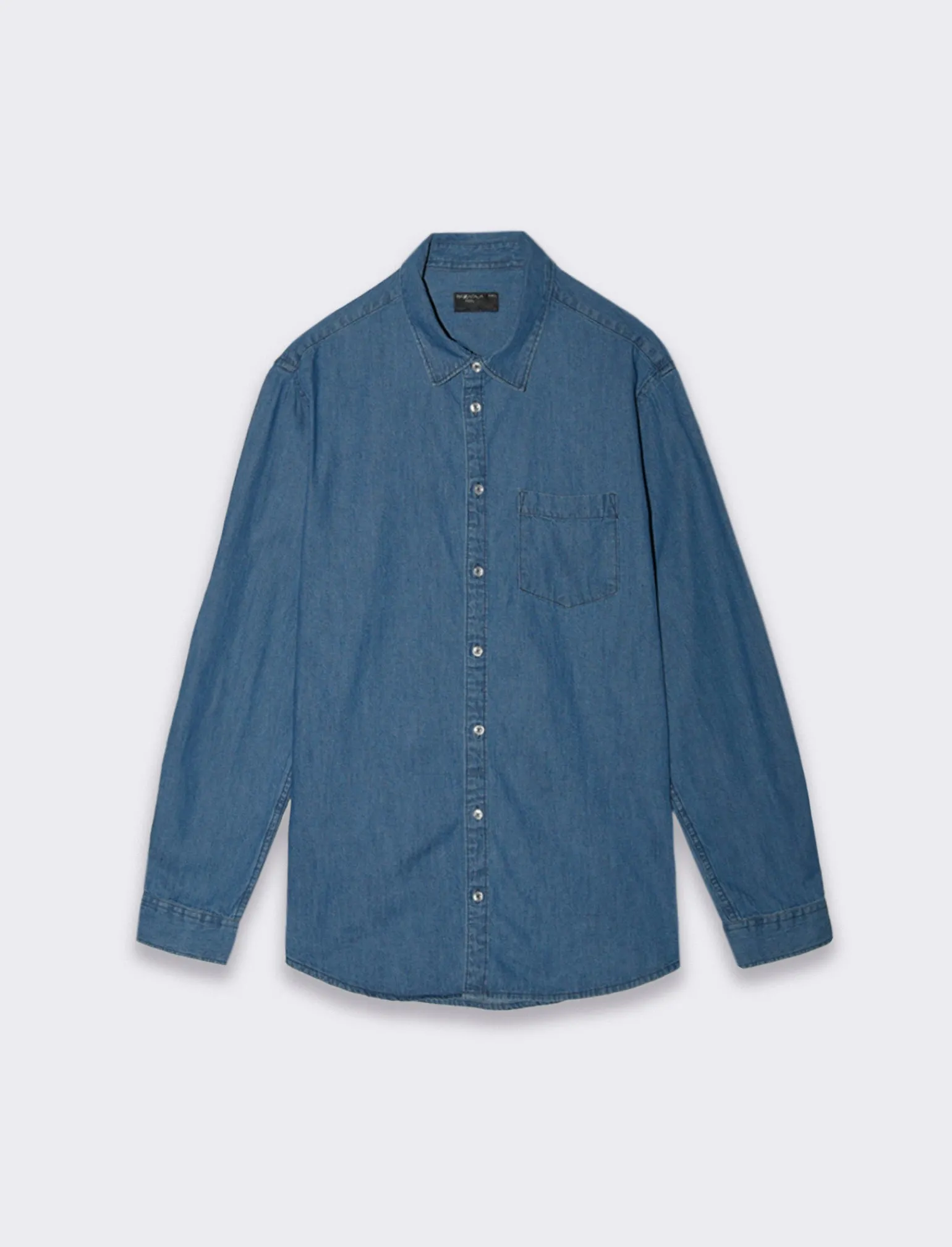 Uomo Piazza Italia Uomo | Camicie<Camicia in denim regular fit colletto revers a maniche lunghe - Denim
