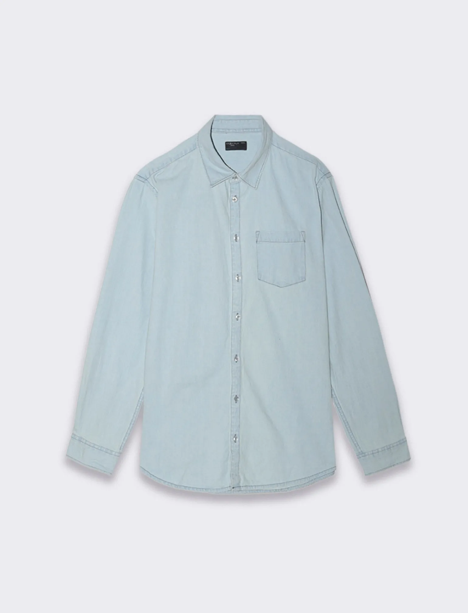 Uomo Piazza Italia Uomo | Camicie<Camicia in denim regular fit colletto revers a maniche lunghe - Denim chiaro