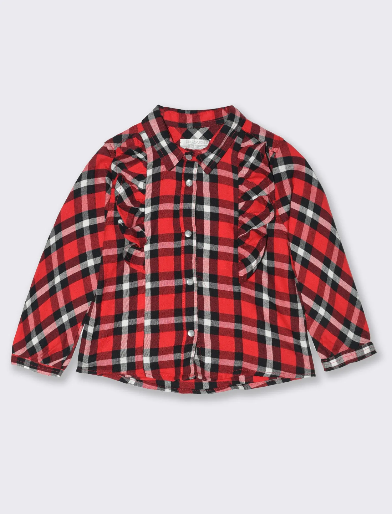 Piazza Italia Neonata<Camicia in flanella a quadri e con rouches alle spalle - Rosso