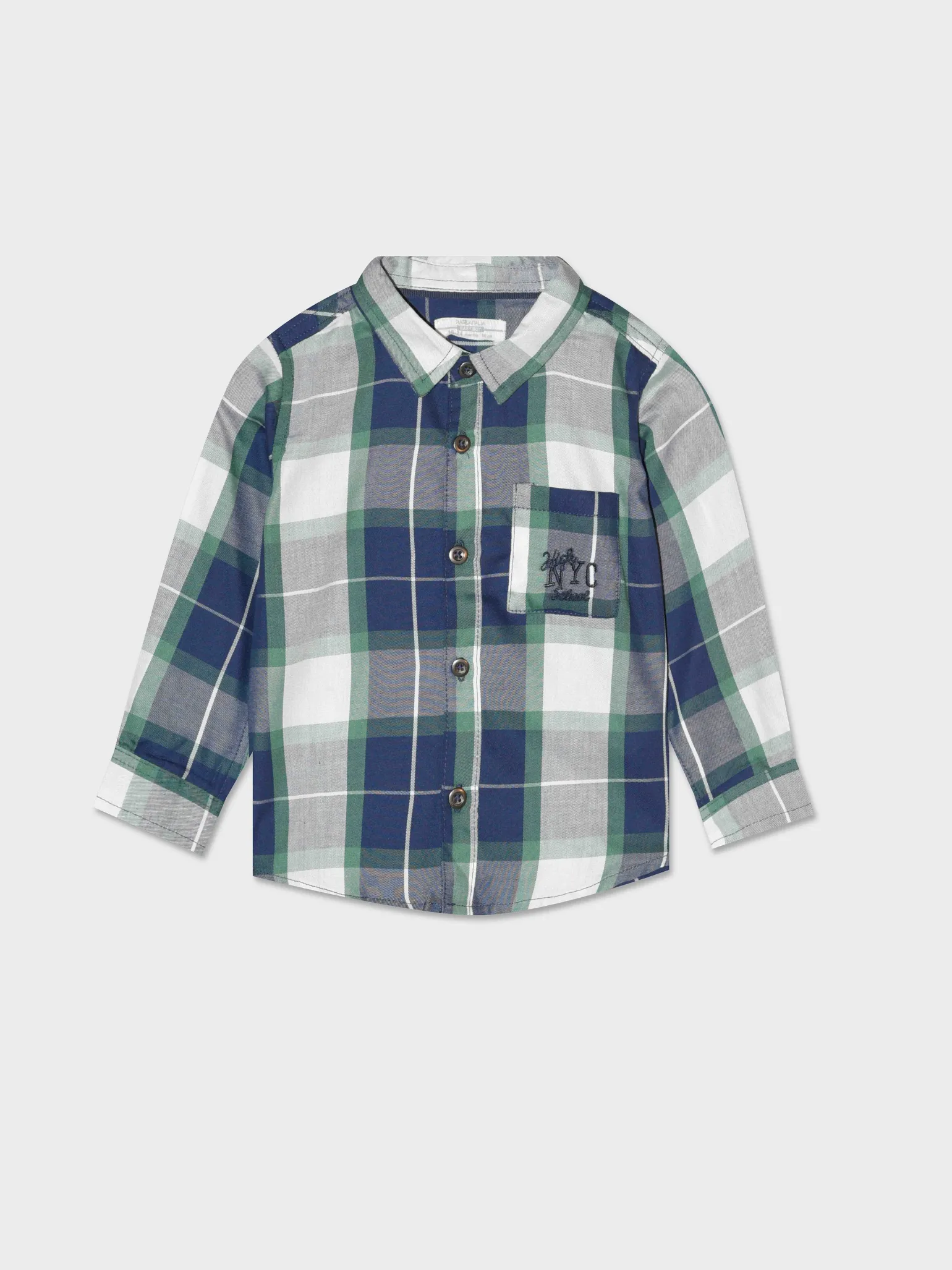 Piazza Italia Camicie<Camicia in twill di cotone fantasia quadri con ricamo -