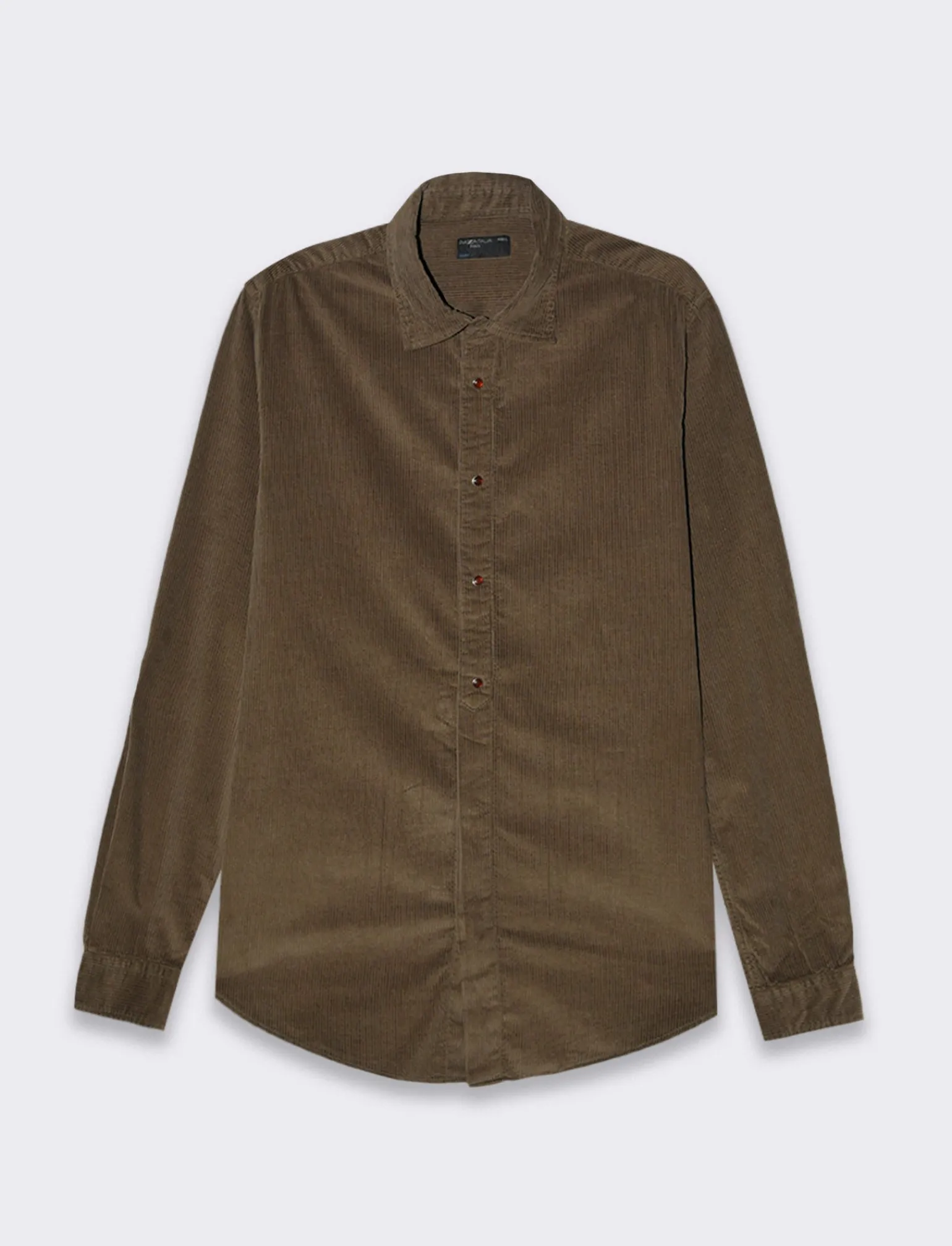 Uomo Piazza Italia Uomo | Camicie<Camicia in velluto regular fit con olletto a revers e maniche lunghe - Verde kaki