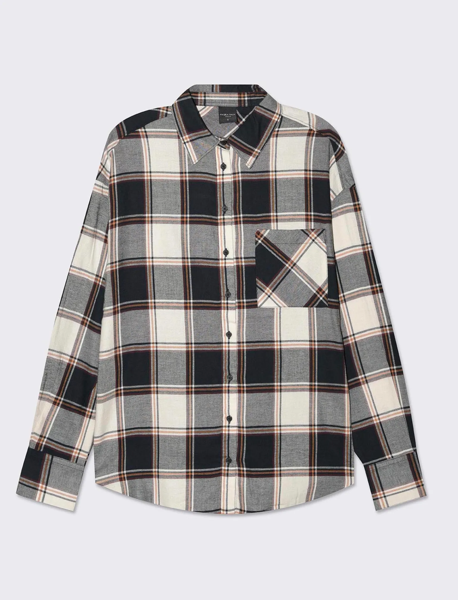 Donna Piazza Italia Donna | Camicie E Casacche<Camicia manica lunga a quadri con tasca a toppa - var 2