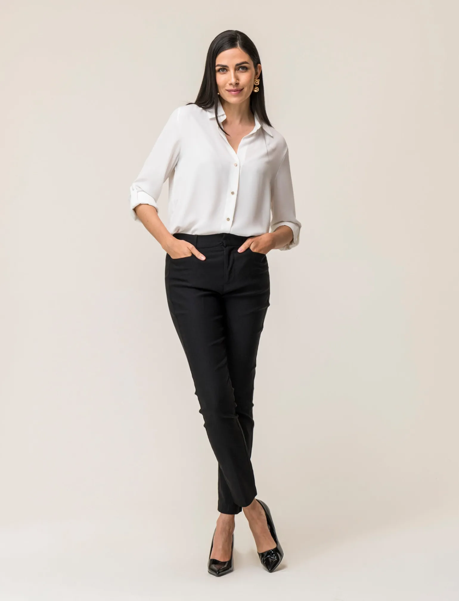 Donna Piazza Italia Donna | Camicie E Casacche<Camicia manica lunga vestibilità morbida e manica con alette risvoltabile - latte