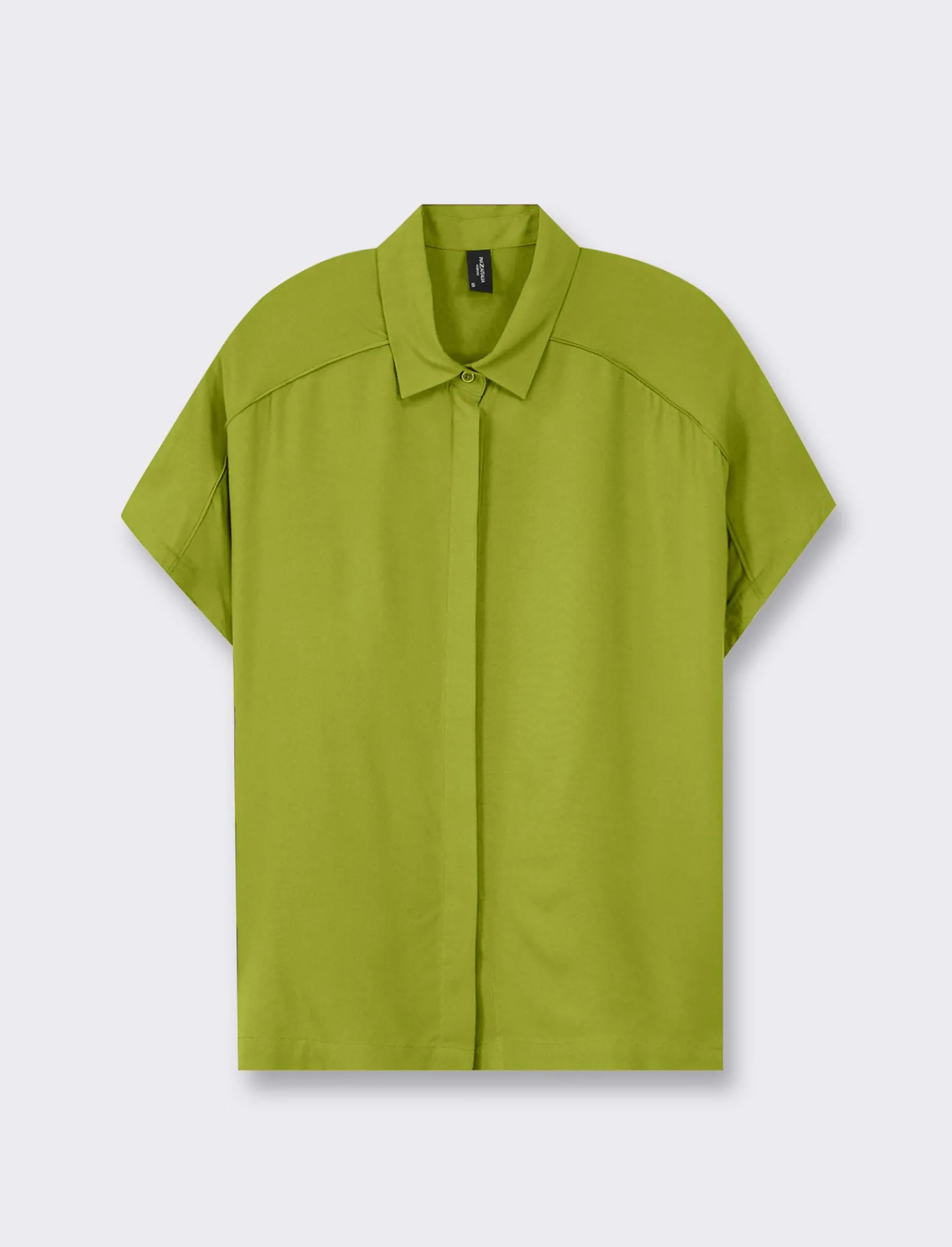 Donna Piazza Italia Camicie E Casacche<Camicia mezza manica con abbottonatura sul davanti e arriccio su spalla - pistacchio
