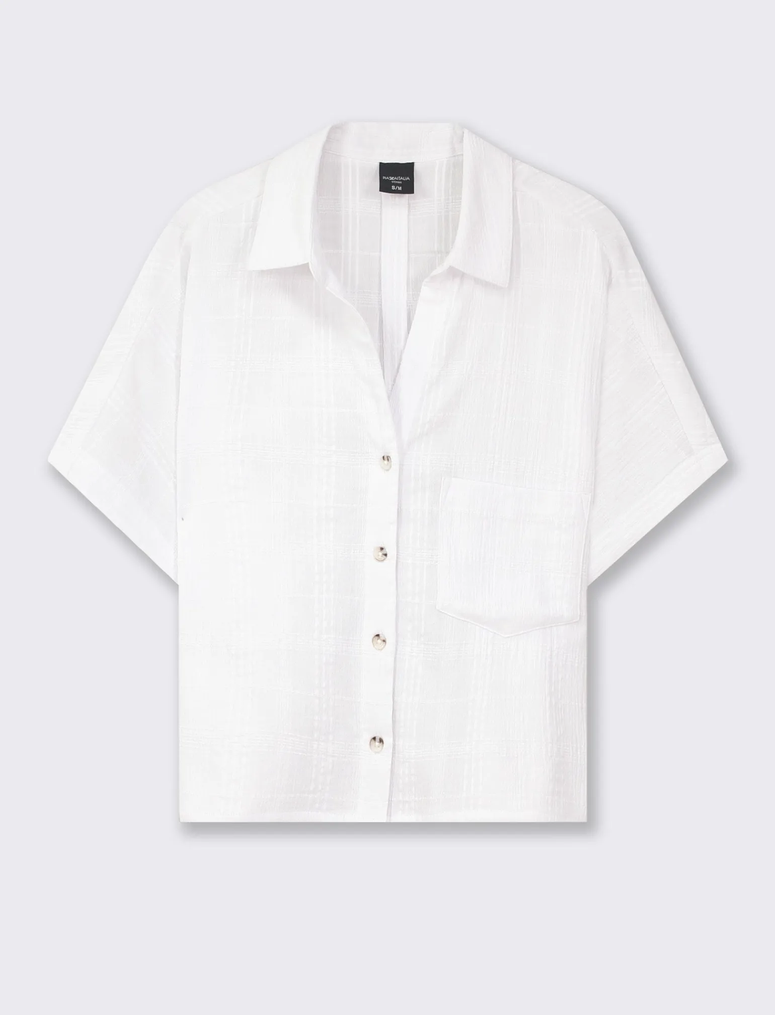 Donna Piazza Italia Camicie E Casacche<Camicia mezza manica in cotone con tasca applicata -