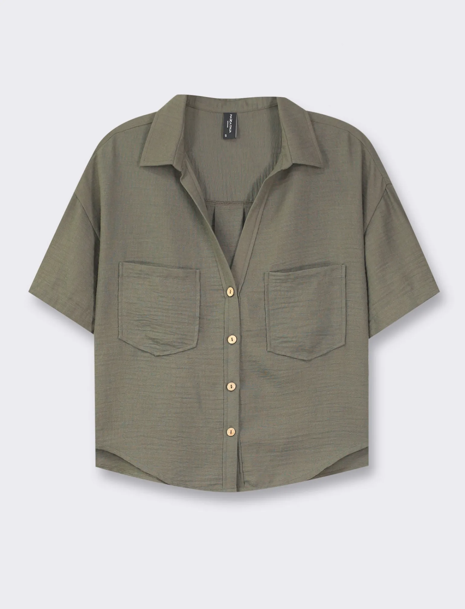 Donna Piazza Italia Donna | Camicie E Casacche<Camicia mezza manica scollo a V e tasche applicate - Ve.milit.