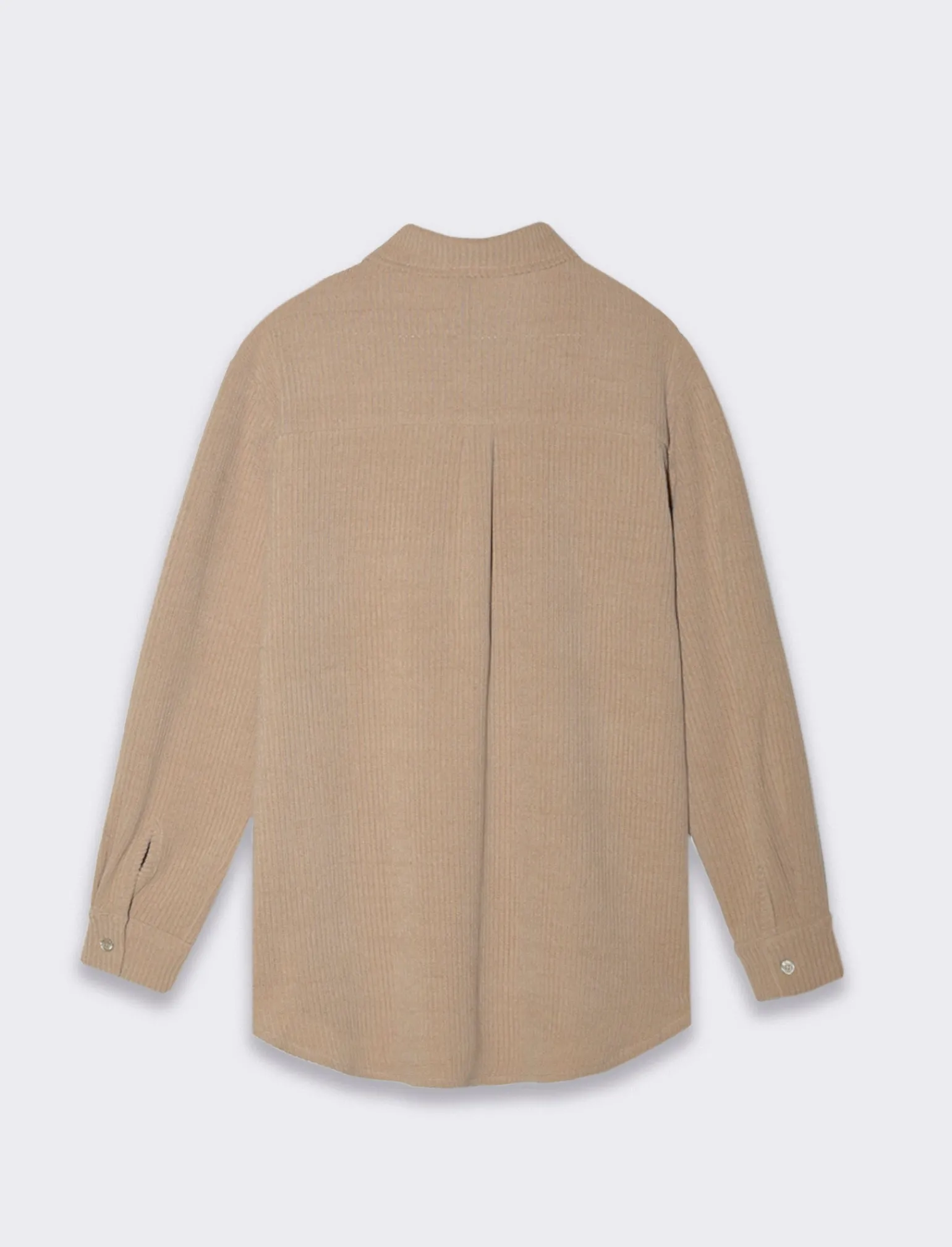 Donna Piazza Italia Donna | Camicie E Casacche<Camicia mnica lunga a coste con tessuto effetto velluto - panna