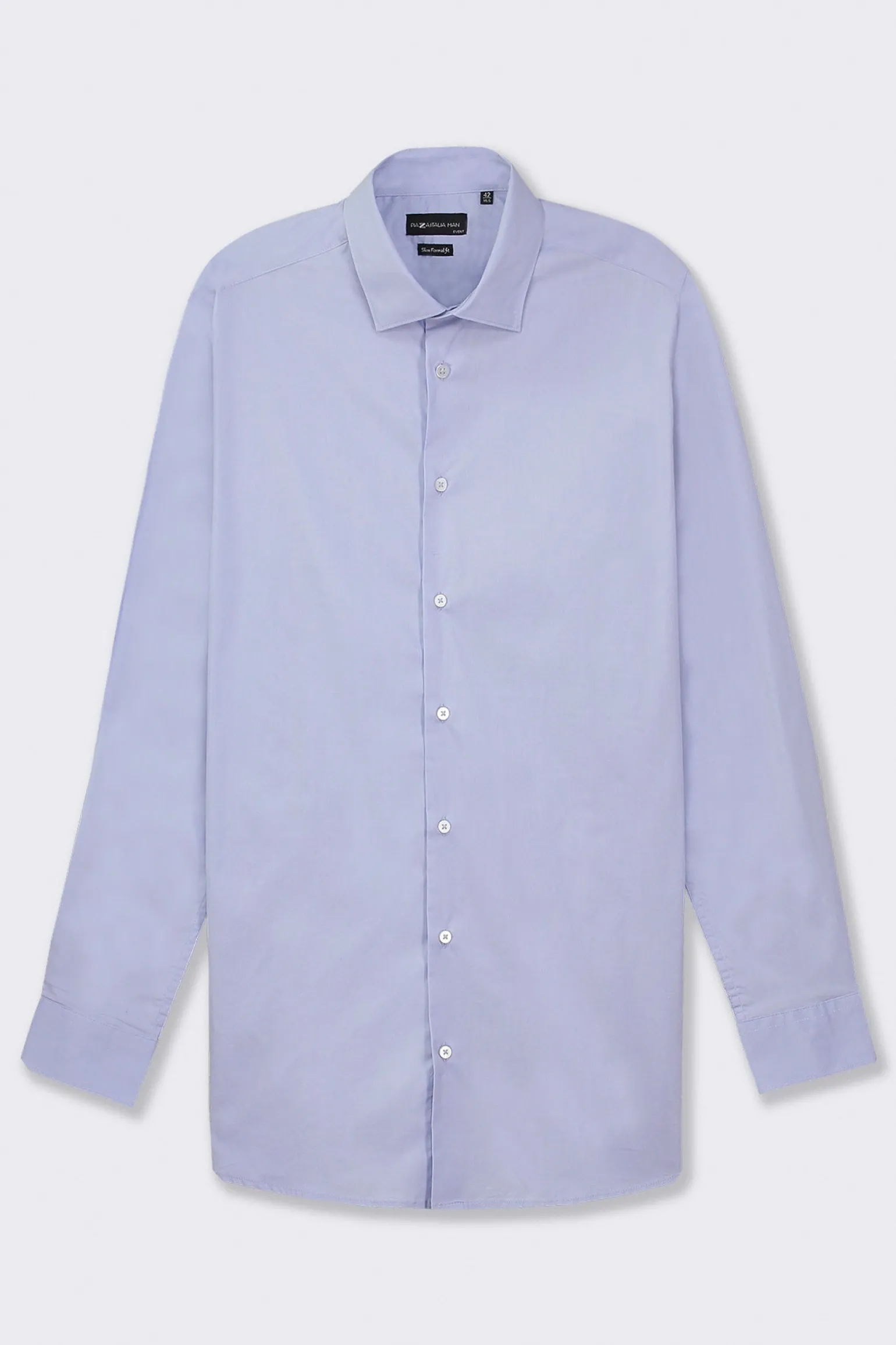 Uomo Piazza Italia Uomo | Camicie<Camicia realizzata in tessuto di cotone elasticizzato con collo francese e maniche lunghe - Celeste