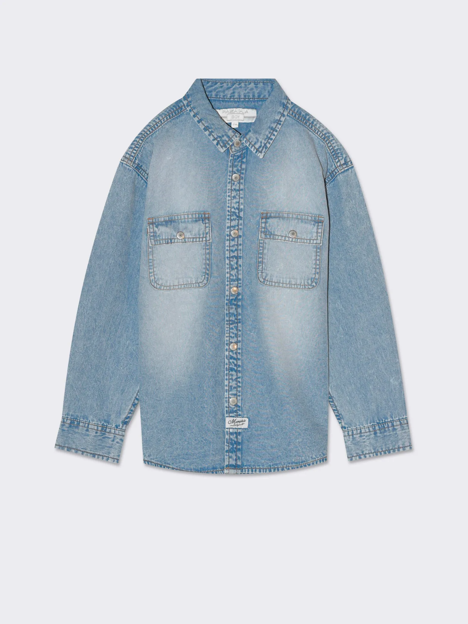 Bambino Piazza Italia Bambino | Camicie<Camicia regular fit in denim con tasconi - Denim