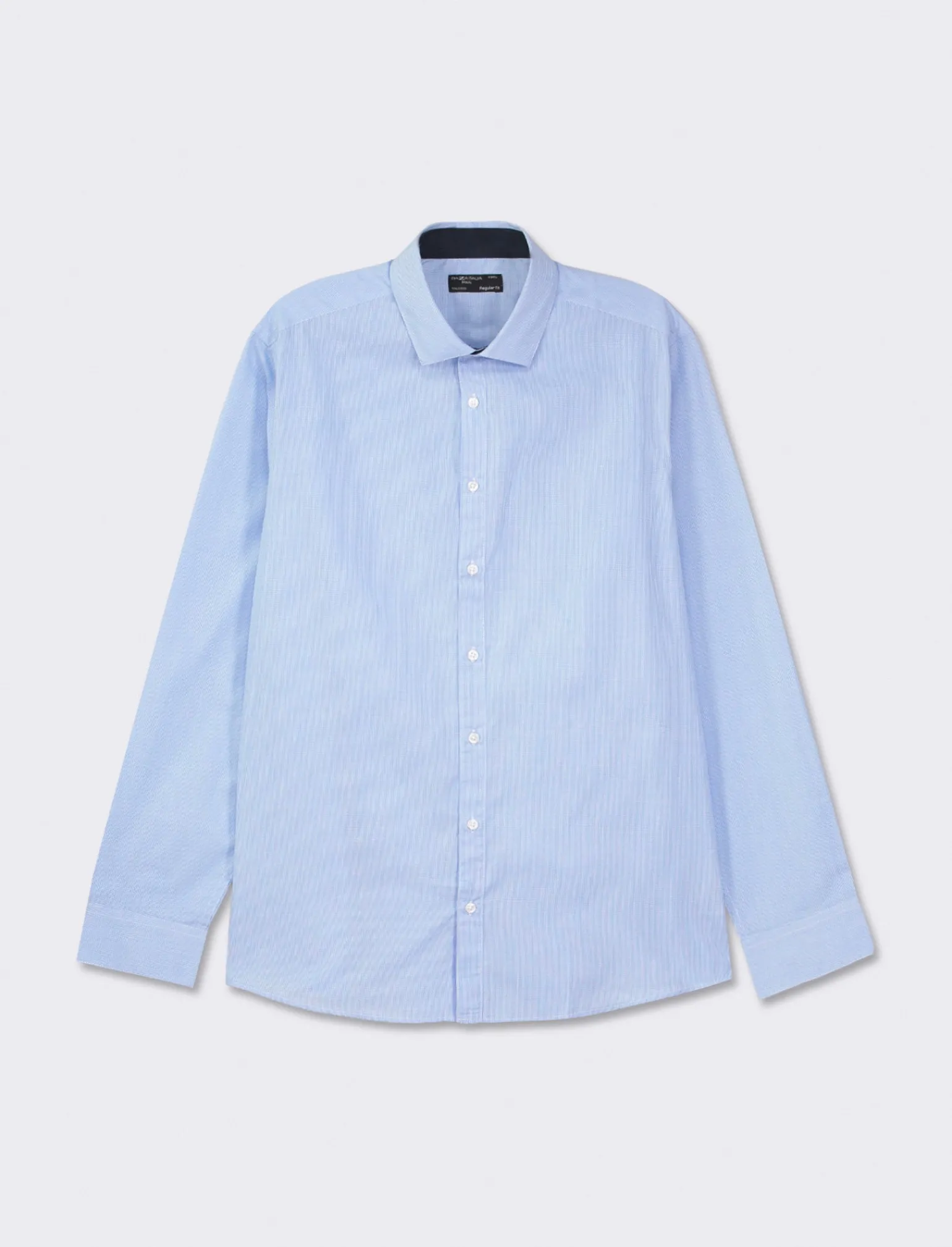 Uomo Piazza Italia Camicie<Camicia regular fit in tessuto di misto cotone easy iron con collo francese e maniche lunghe - Celeste