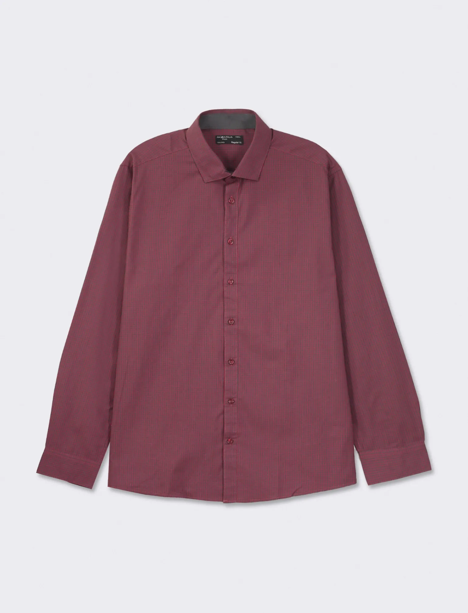 Uomo Piazza Italia Camicie<Camicia regular fit in tessuto di misto cotone easy iron con collo francese e maniche lunghe - prugna