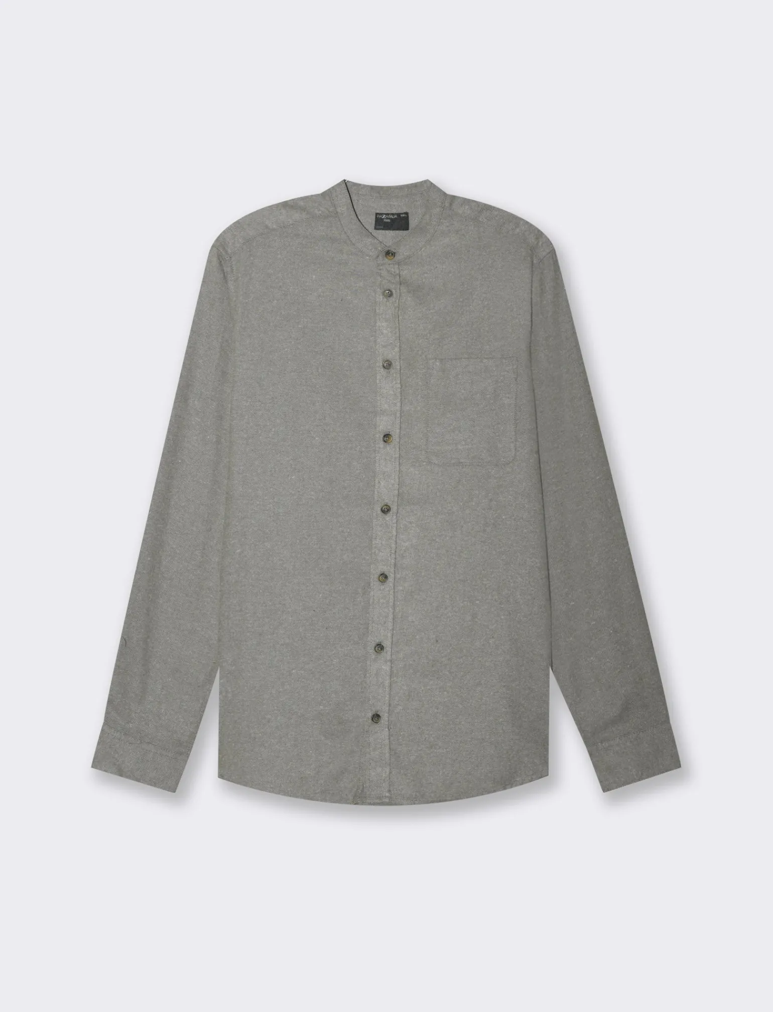 Uomo Piazza Italia Uomo | Camicie<Camicia regular fit in tessuto flanella collo coreano - militare