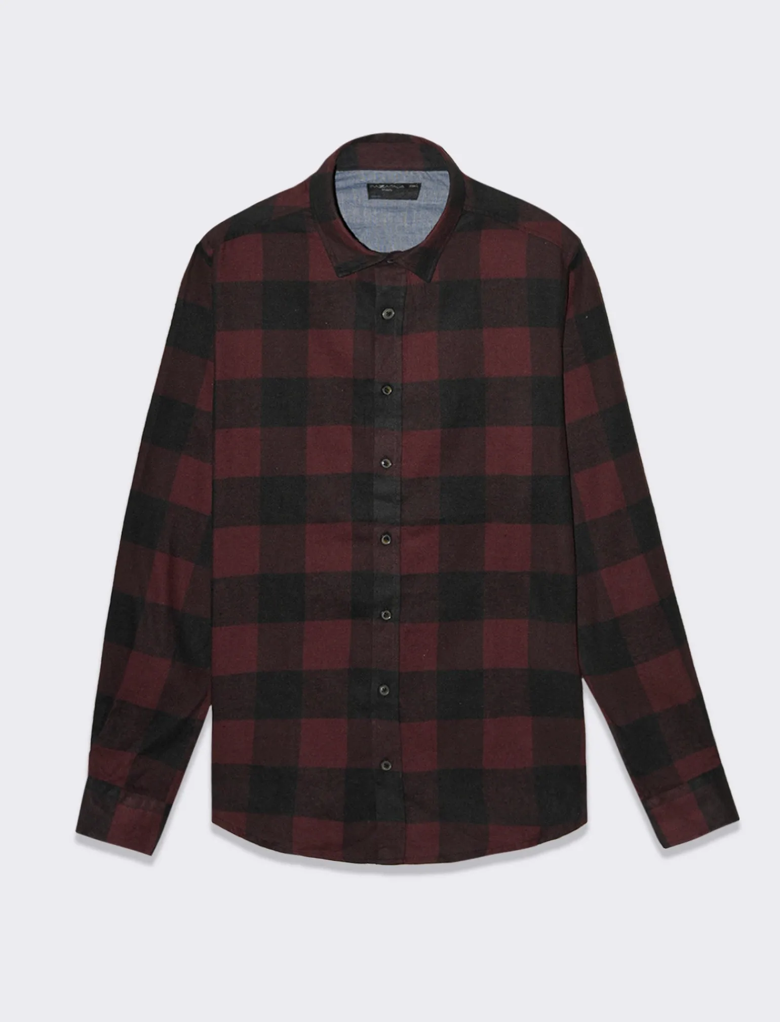 Uomo Piazza Italia Uomo | Camicie<Camicia regular fit in tessuto flanella collo italiano - Bordeaux