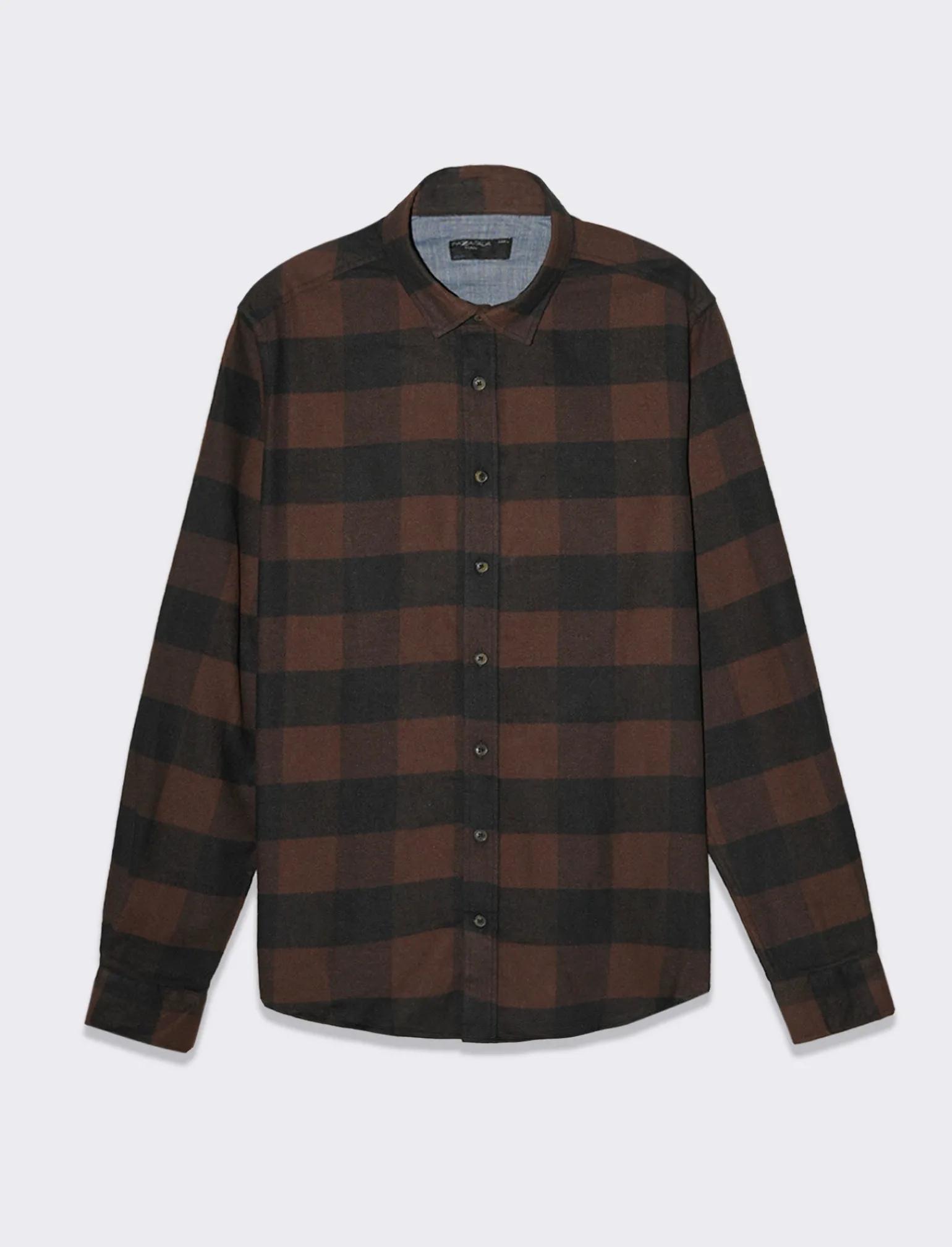 Uomo Piazza Italia Uomo | Camicie<Camicia regular fit in tessuto flanella collo italiano - Moro