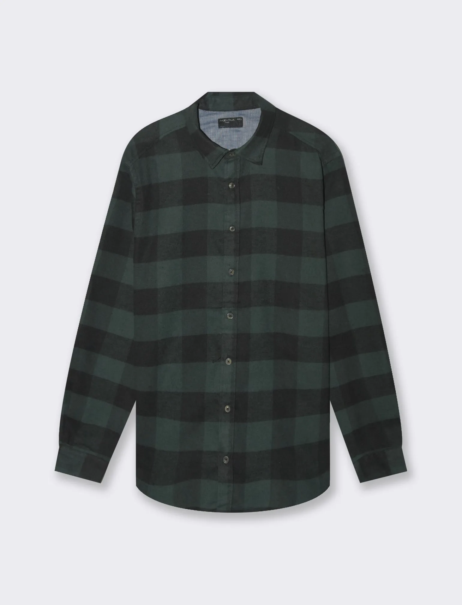 Uomo Piazza Italia Uomo | Camicie<Camicia regular fit in tessuto flanella collo italiano - scuro