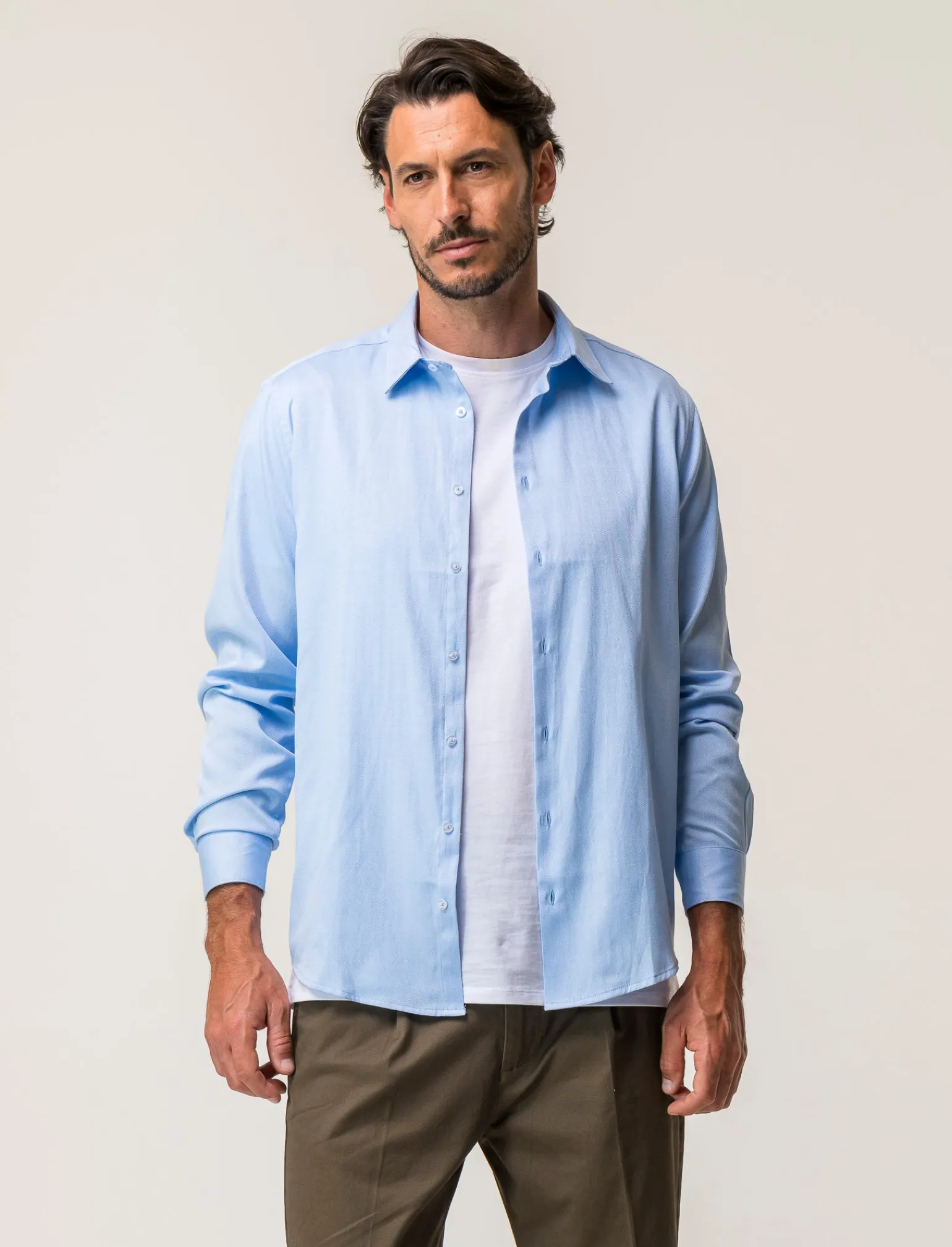 Uomo Piazza Italia Camicie<Camicia regular fit in tessuto oxford misto cotone - Celeste