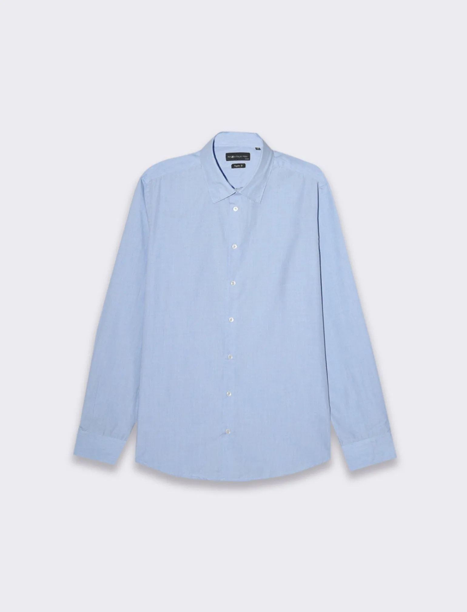 Uomo Piazza Italia Camicie<Camicia regular fit realizzata in tessuto di misto cotone fil a fil easy iron con collo francese e m - Celeste