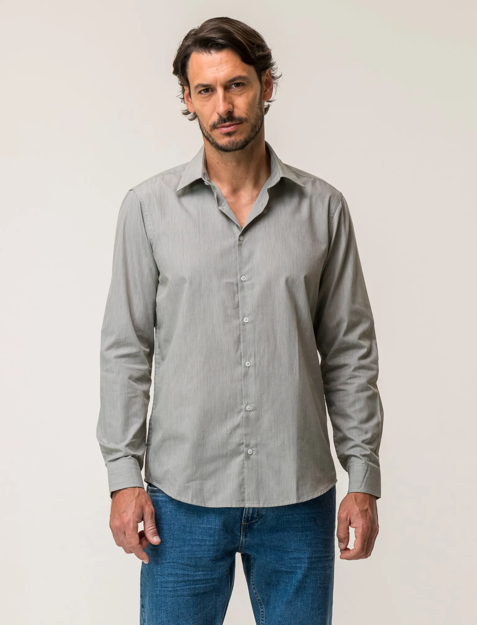 Uomo Piazza Italia Camicie<Camicia regular fit realizzata in tessuto di misto cotone fil a fil easy iron con collo francese e m -