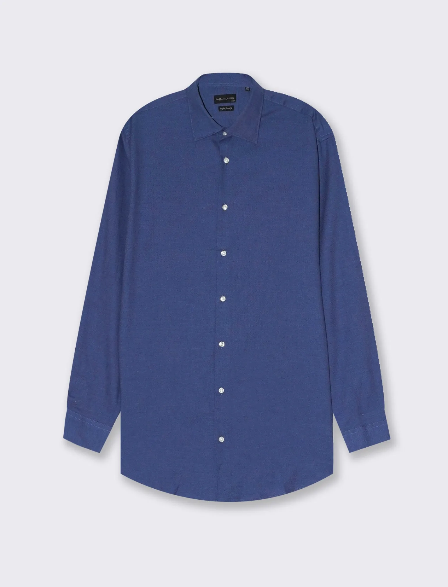 Uomo Piazza Italia Uomo | Camicie<Camicia regular fit realizzata in tessuto diagonale di puro cotone - Denim