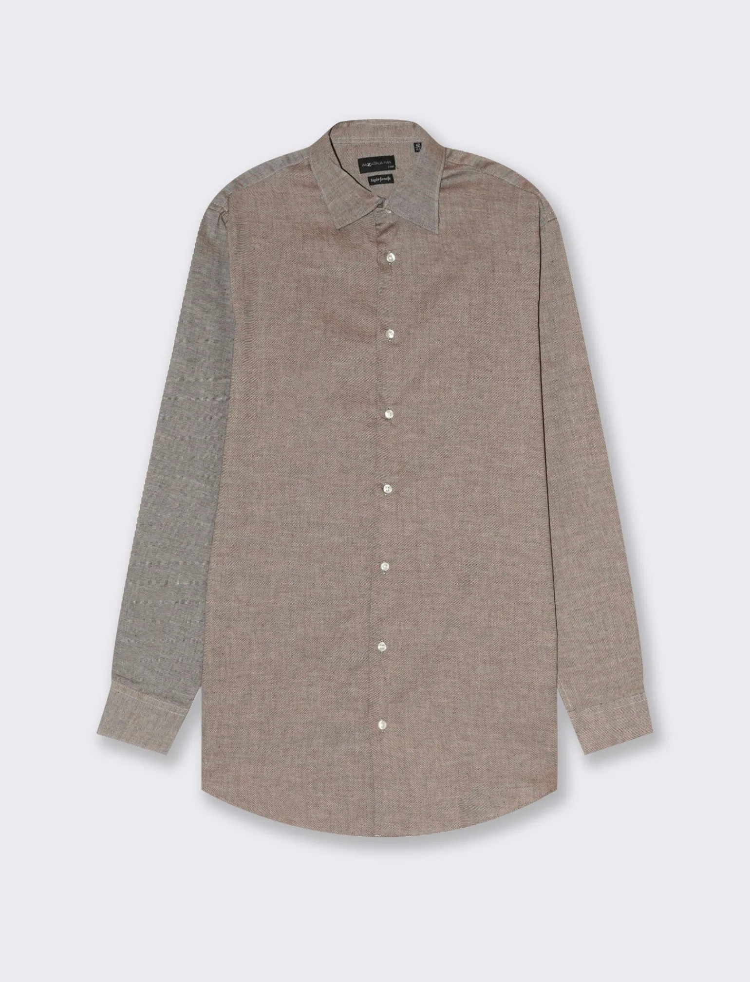 Uomo Piazza Italia Uomo | Camicie<Camicia regular fit realizzata in tessuto diagonale di puro cotone - Grigio