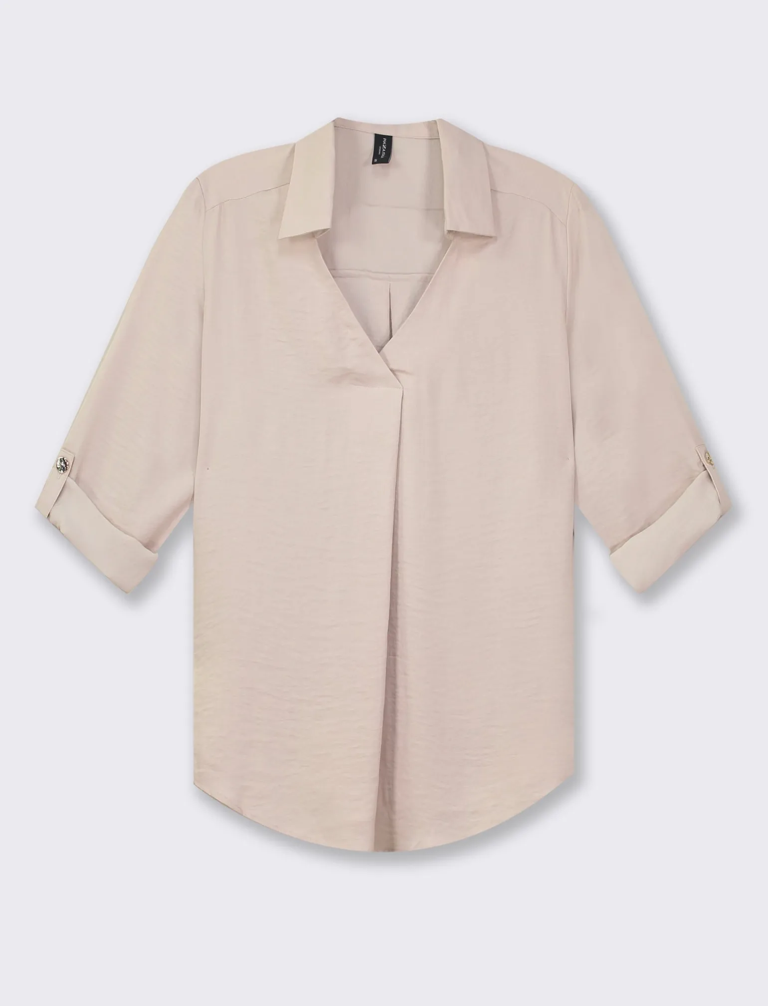Donna Piazza Italia Donna | Camicie E Casacche<Camicia scollo a V con manica lunga risvoltabile con alette - Sabbia